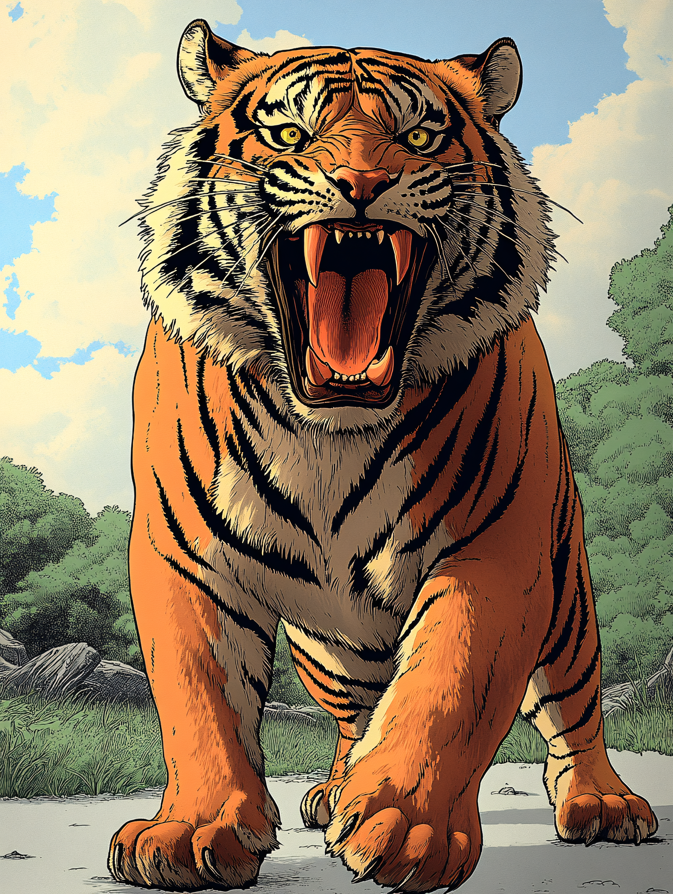 Roaring Tiger Illustration