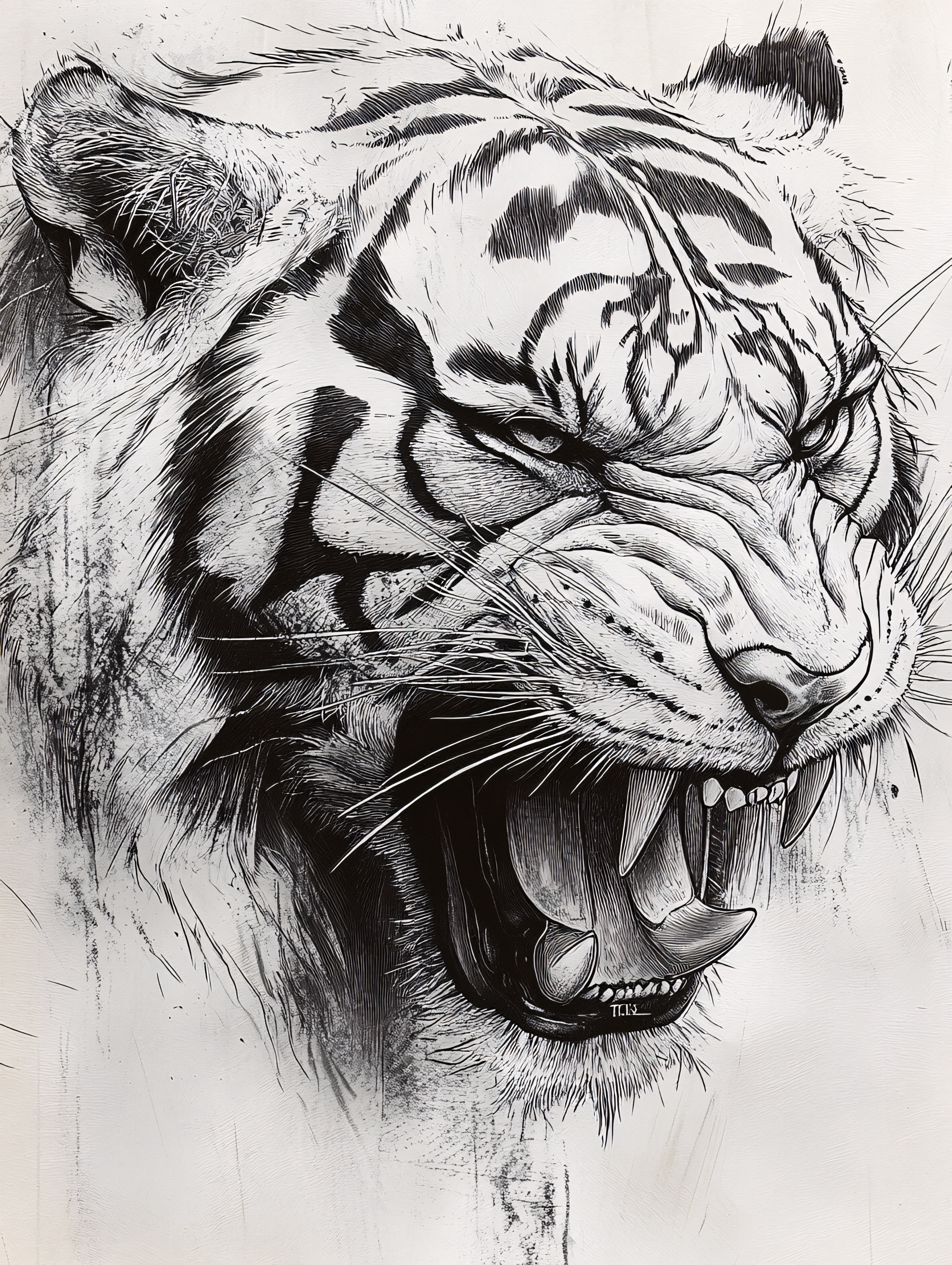 Roaring Tiger Sketch