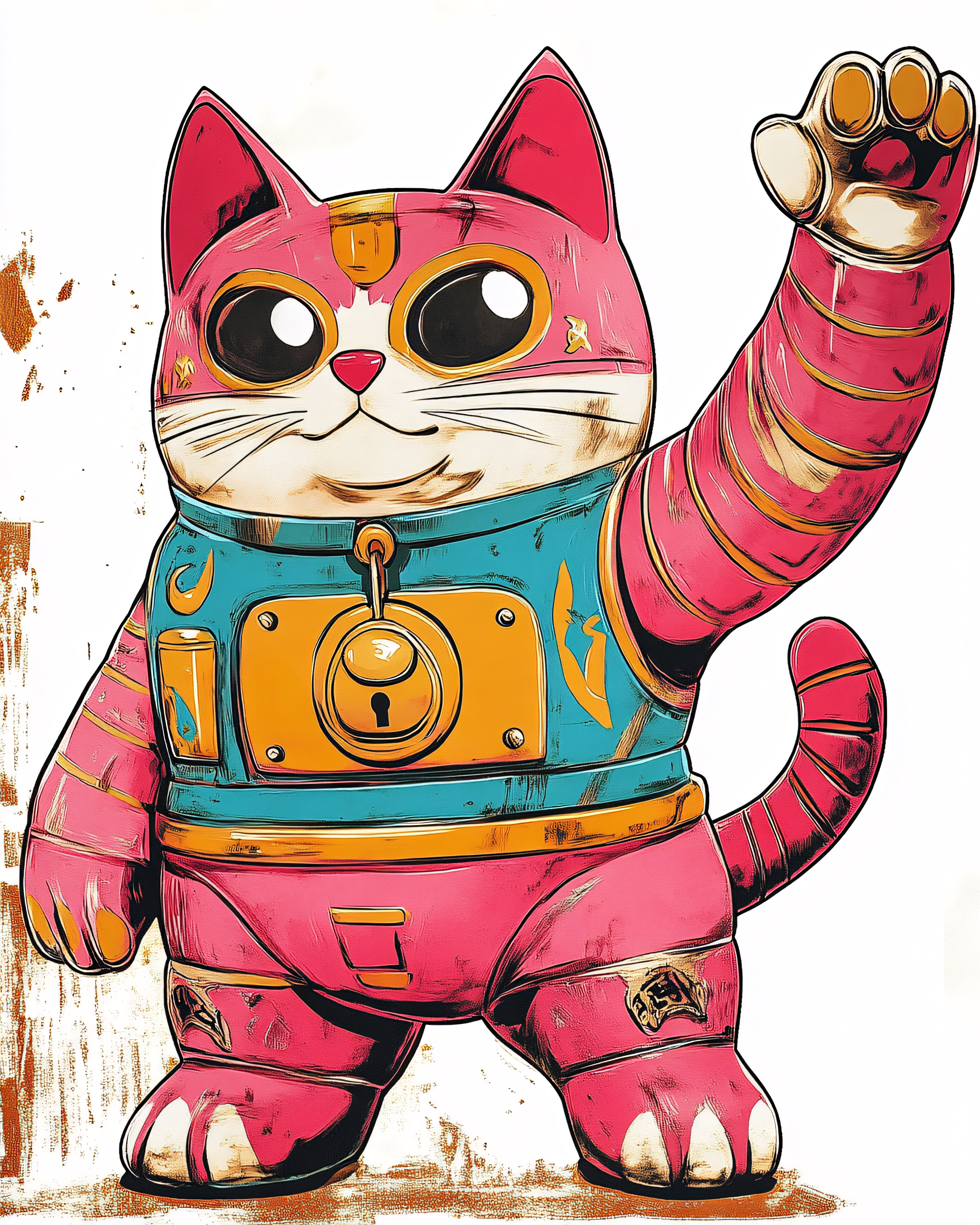 Robotic Lucky Cat Illustration