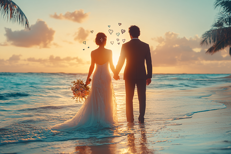 Romantic Beach Sunset Wedding