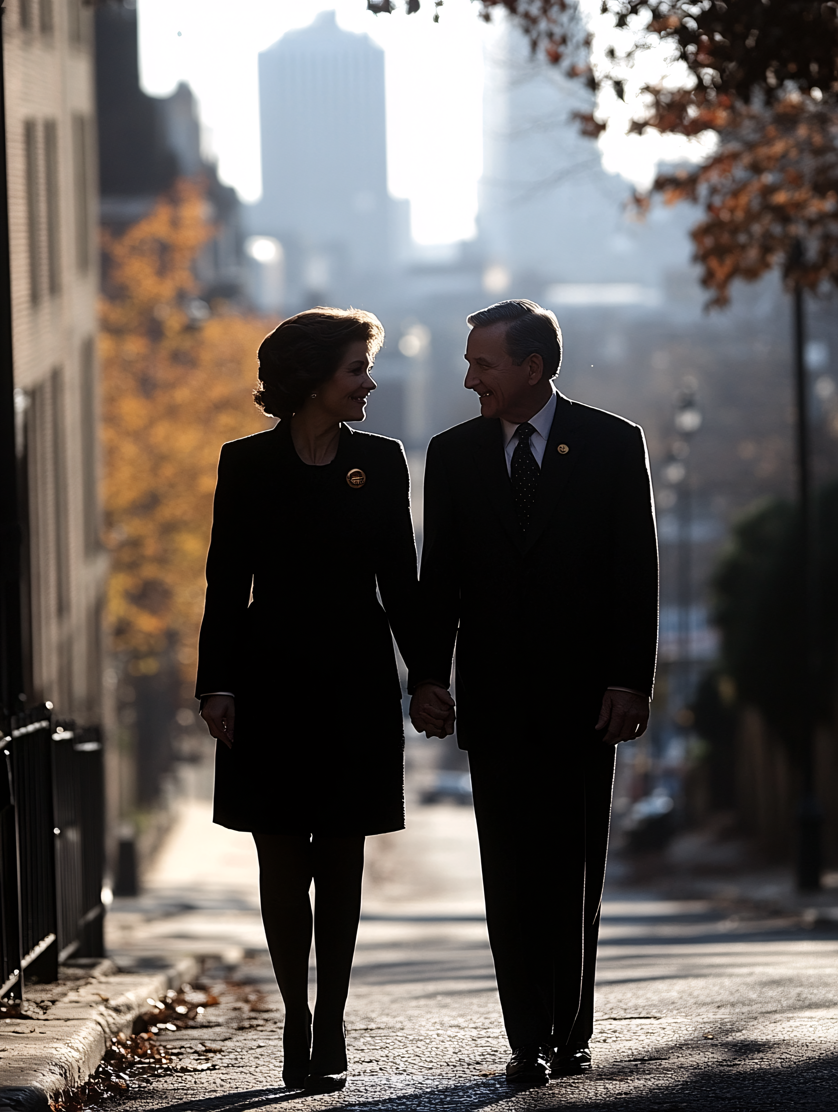 Romantic Stroll in City
