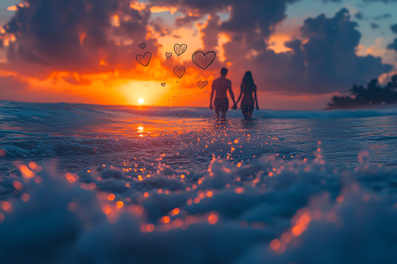 Romantic Sunset Beach Stroll