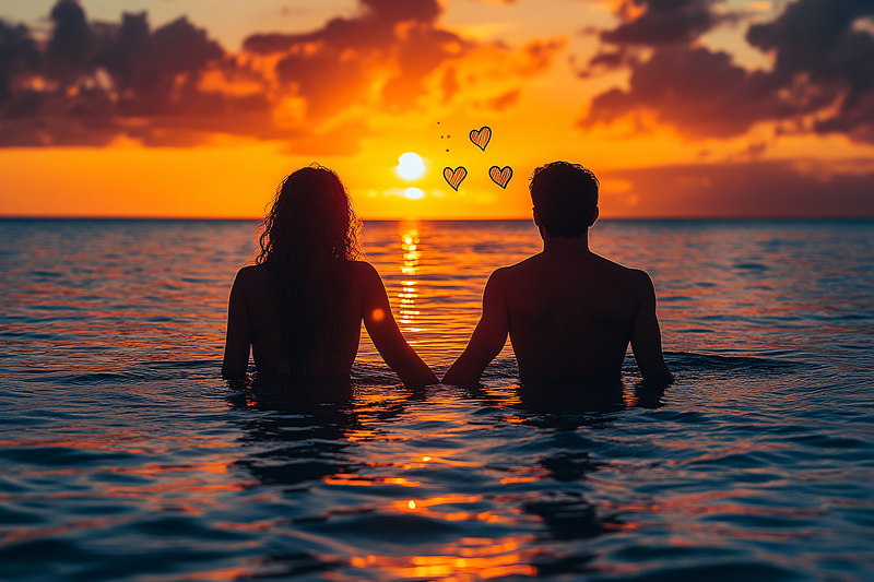 Romantic Sunset Swim