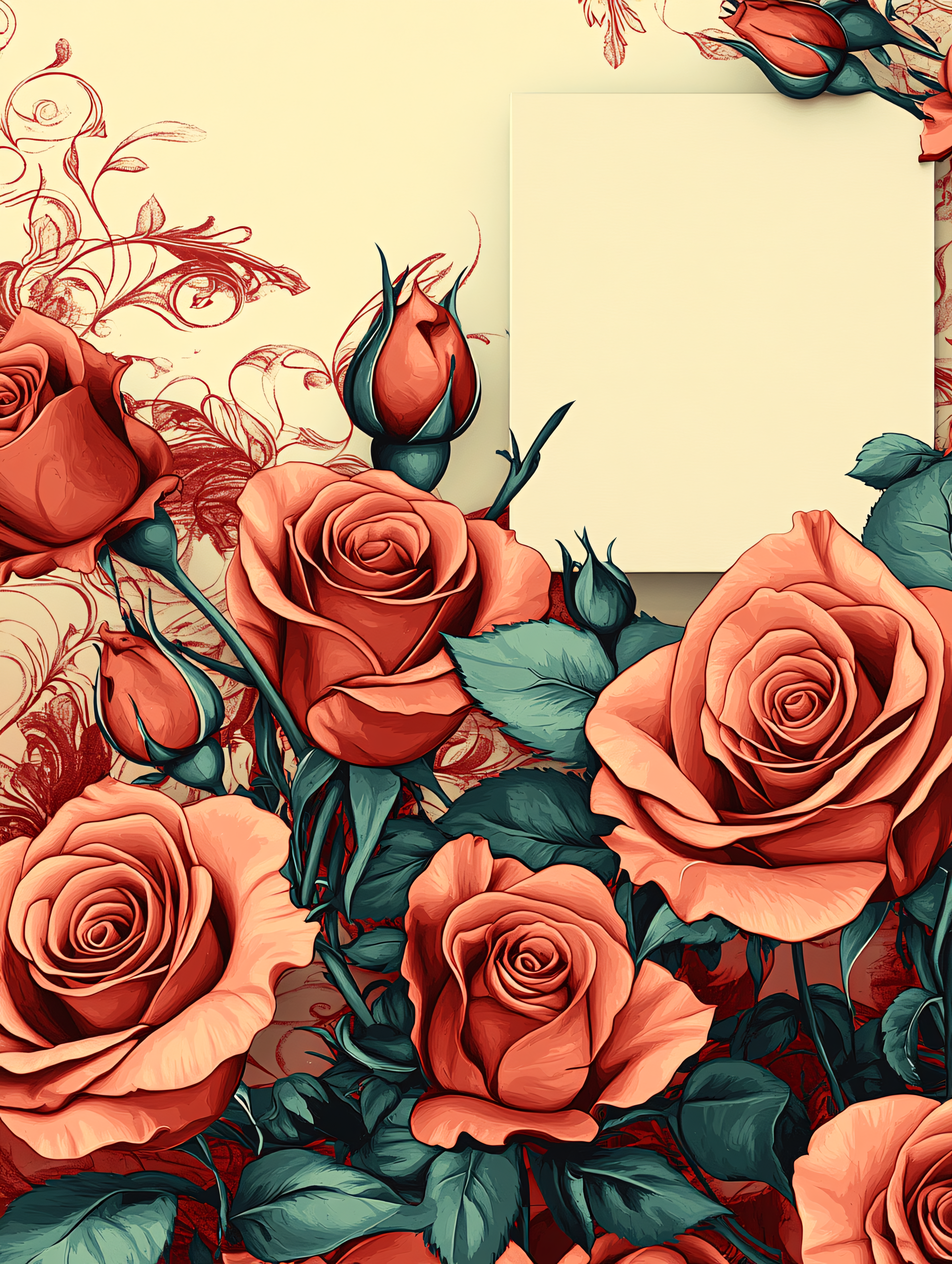 Roses and Blank Card