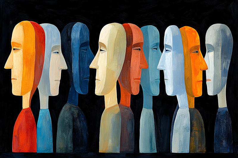 Row of Abstract Colorful Faces