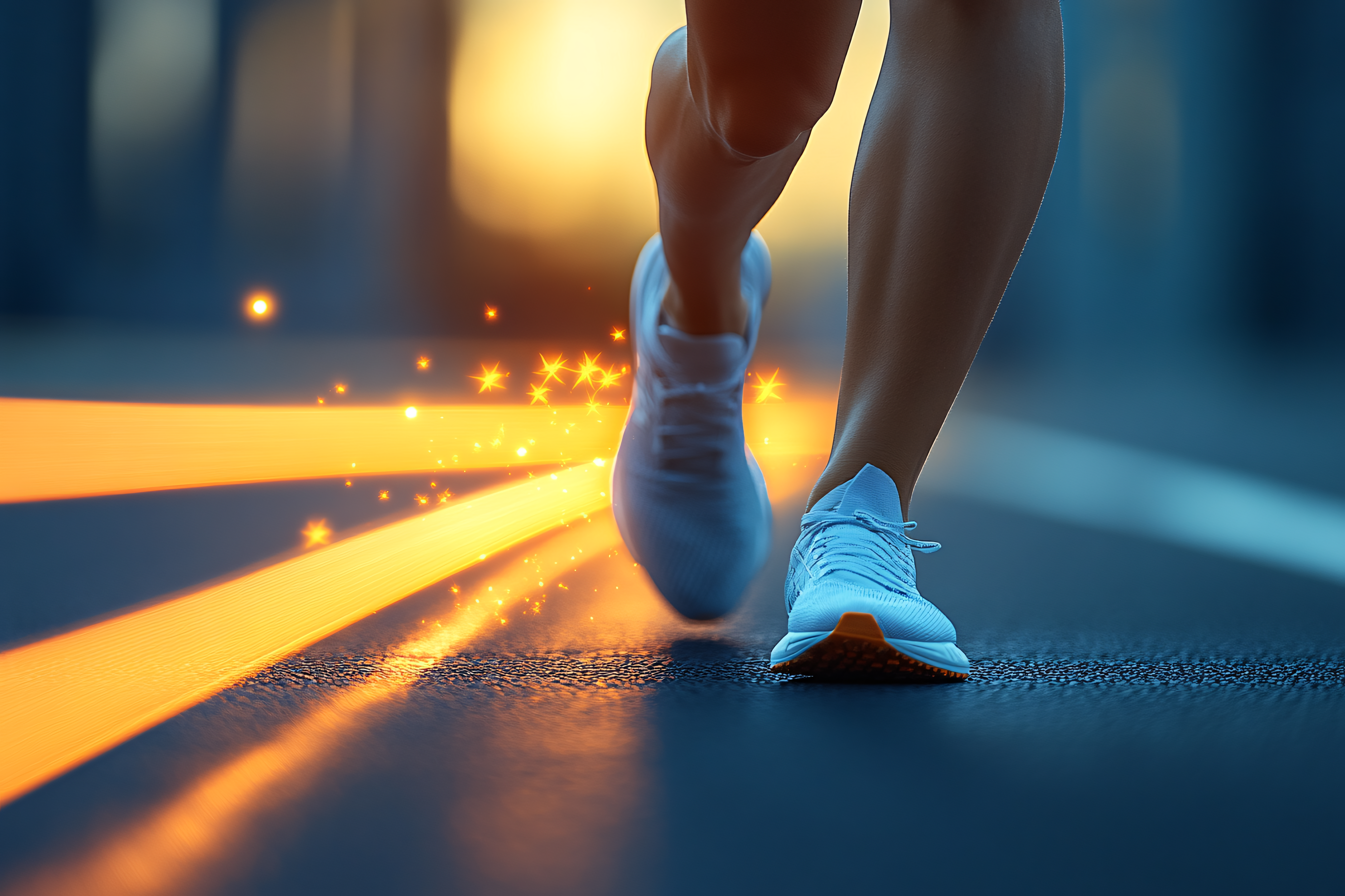 Energetic Running Shoes with Trail of Light