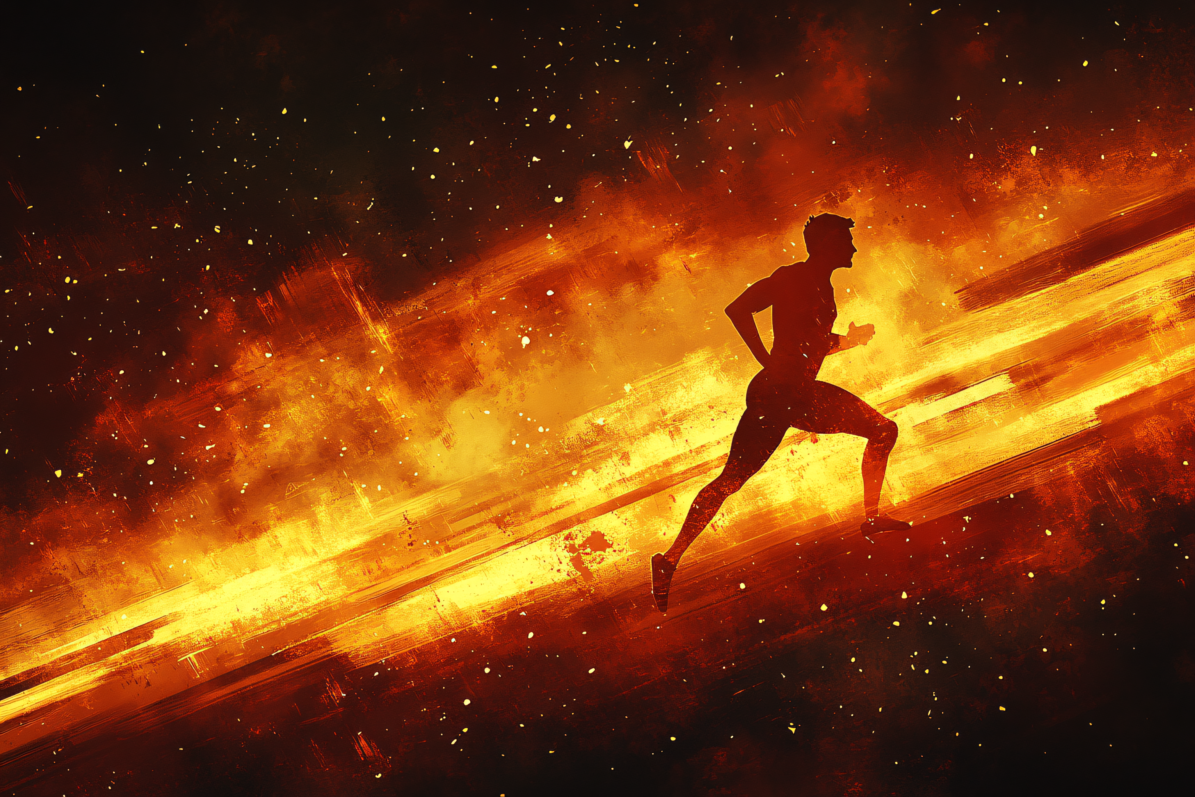 Runner Silhouette in Fire