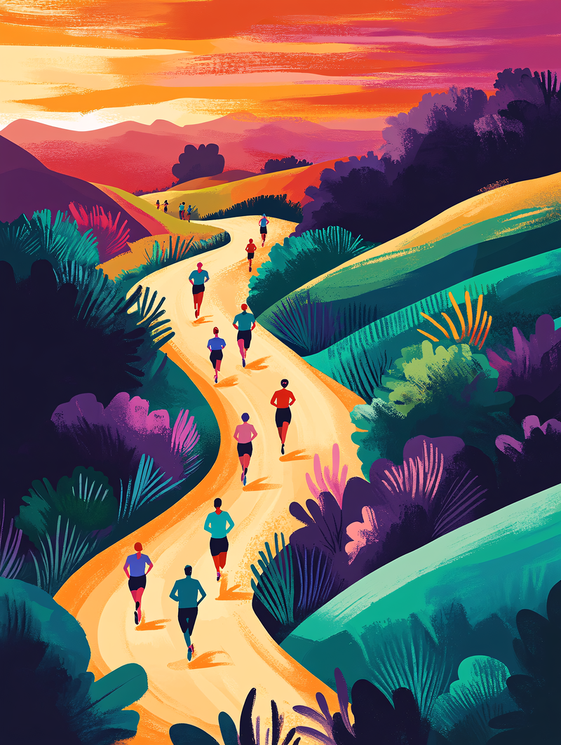 Runners On Winding Path