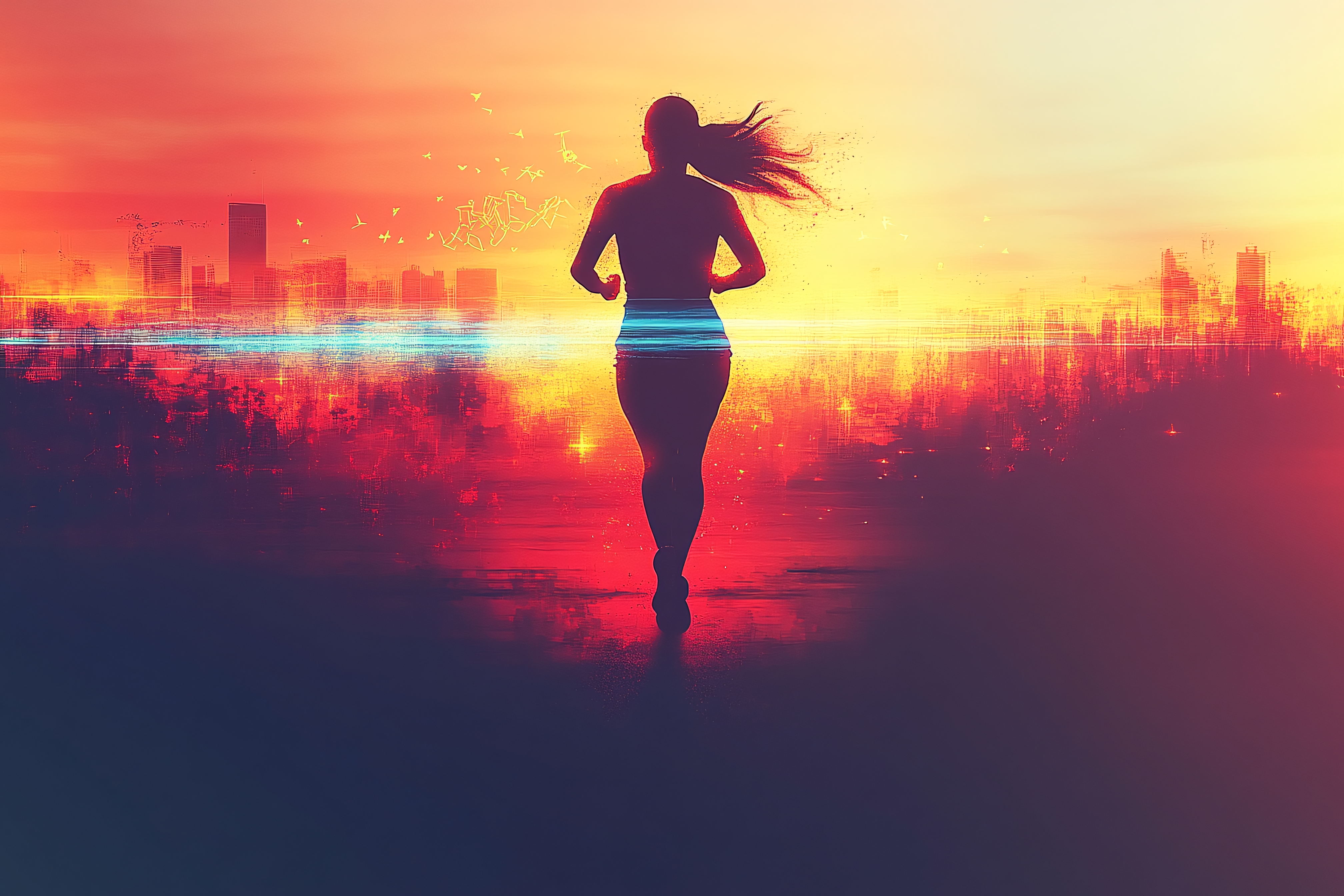 Running Silhouette at Sunset