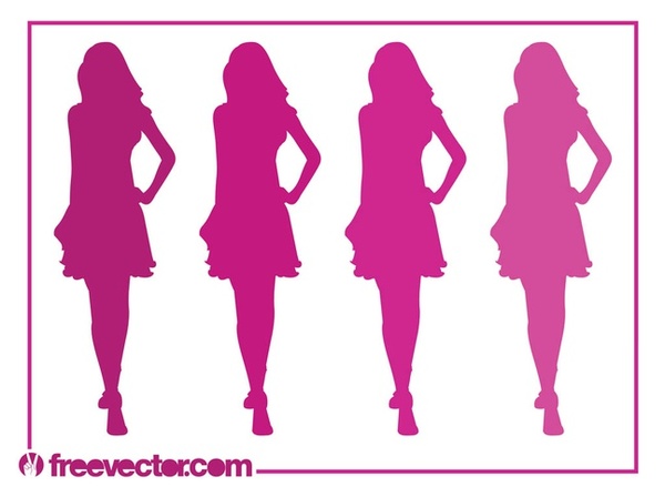 Runway Girls Silhouettes Free Vector
