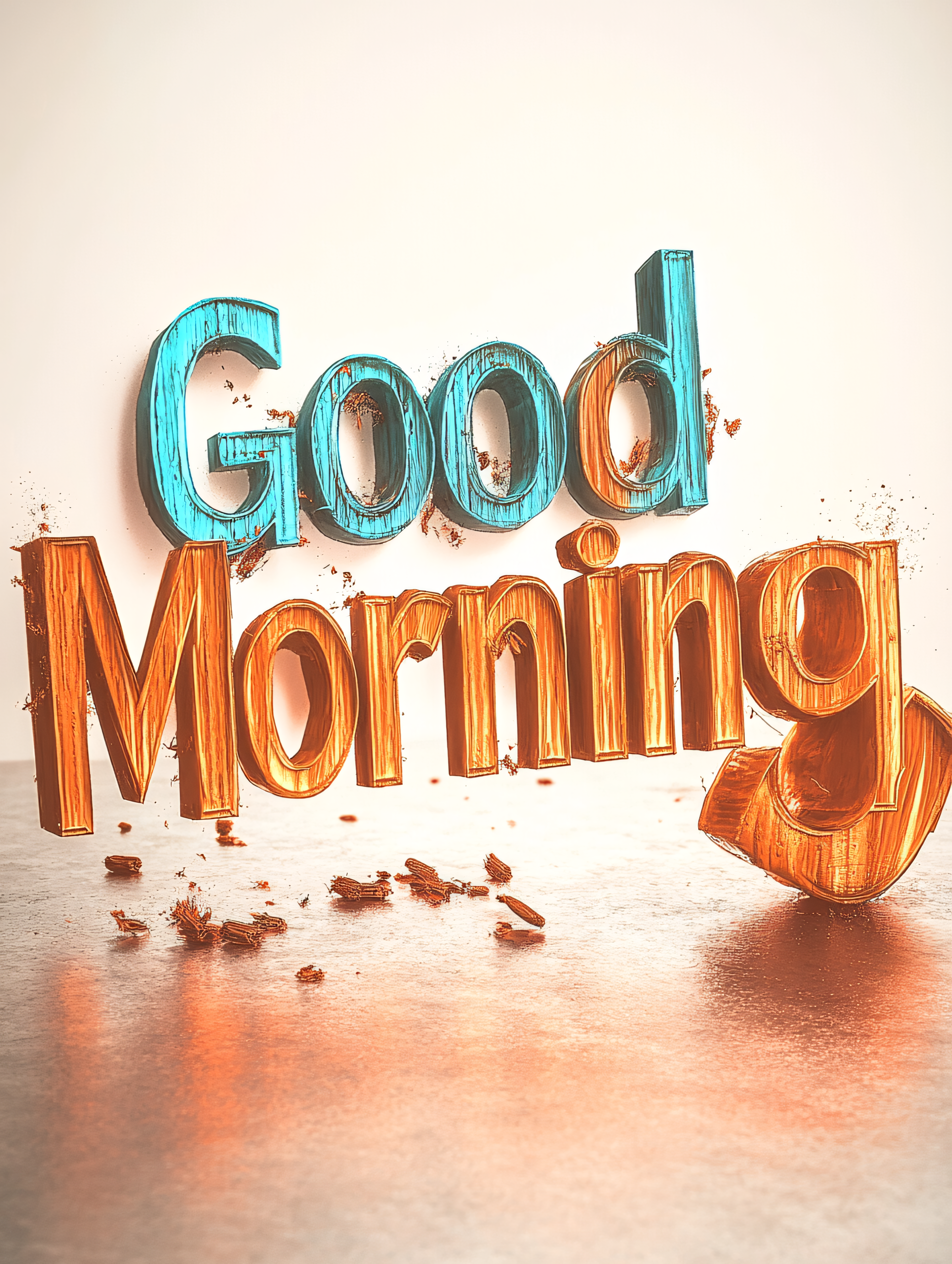 Rustic 3D Good Morning Text