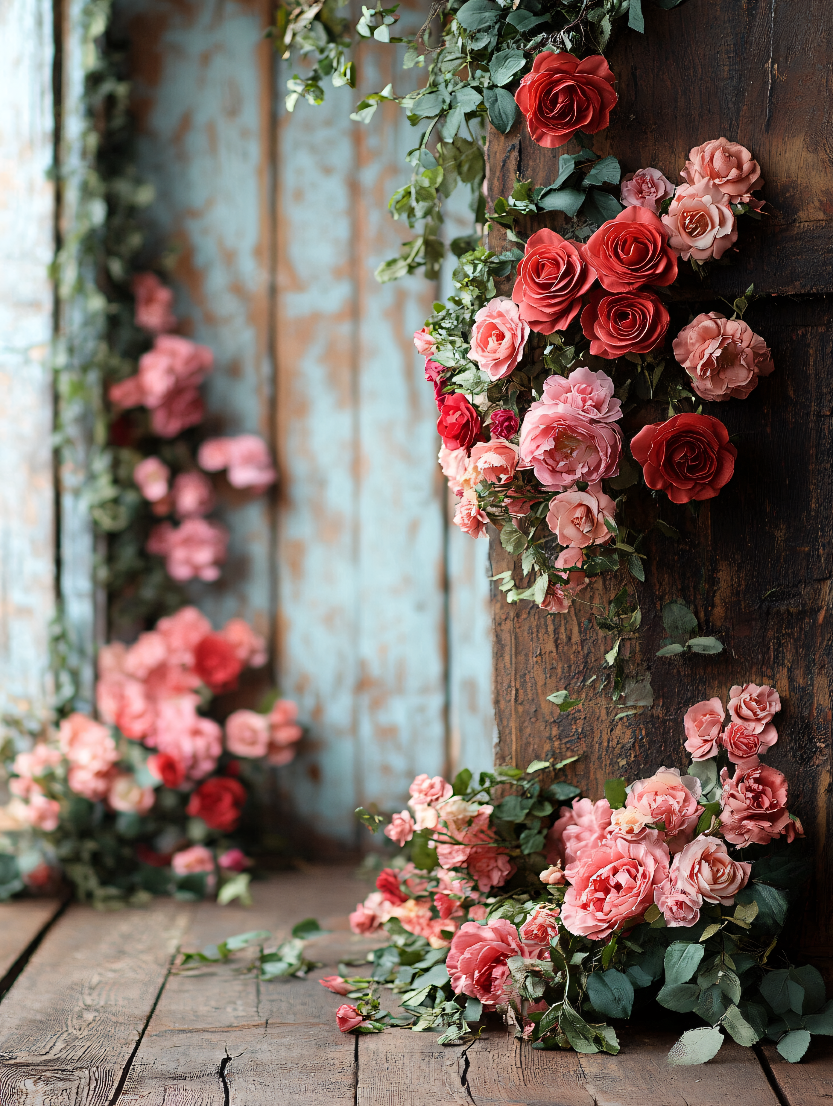 Rustic Roses on Wood