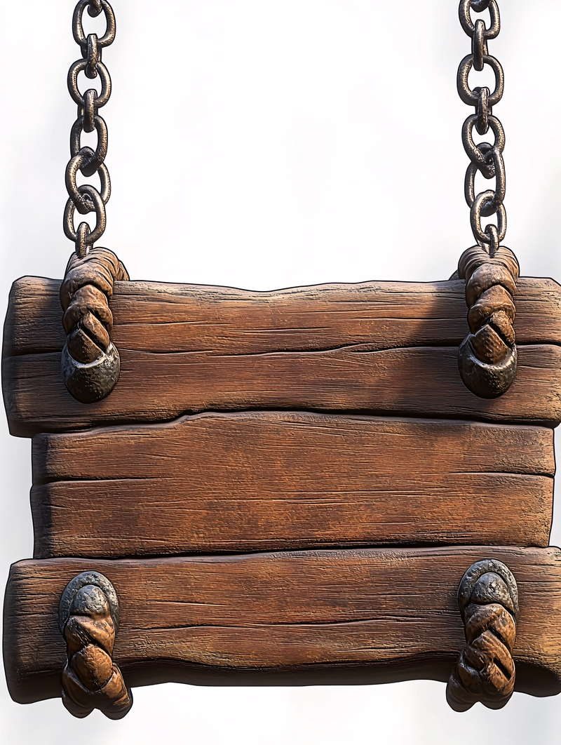 Rustic Wooden Sign With Chains