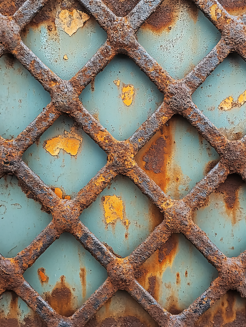 Rusty Grid Over Aqua Panel