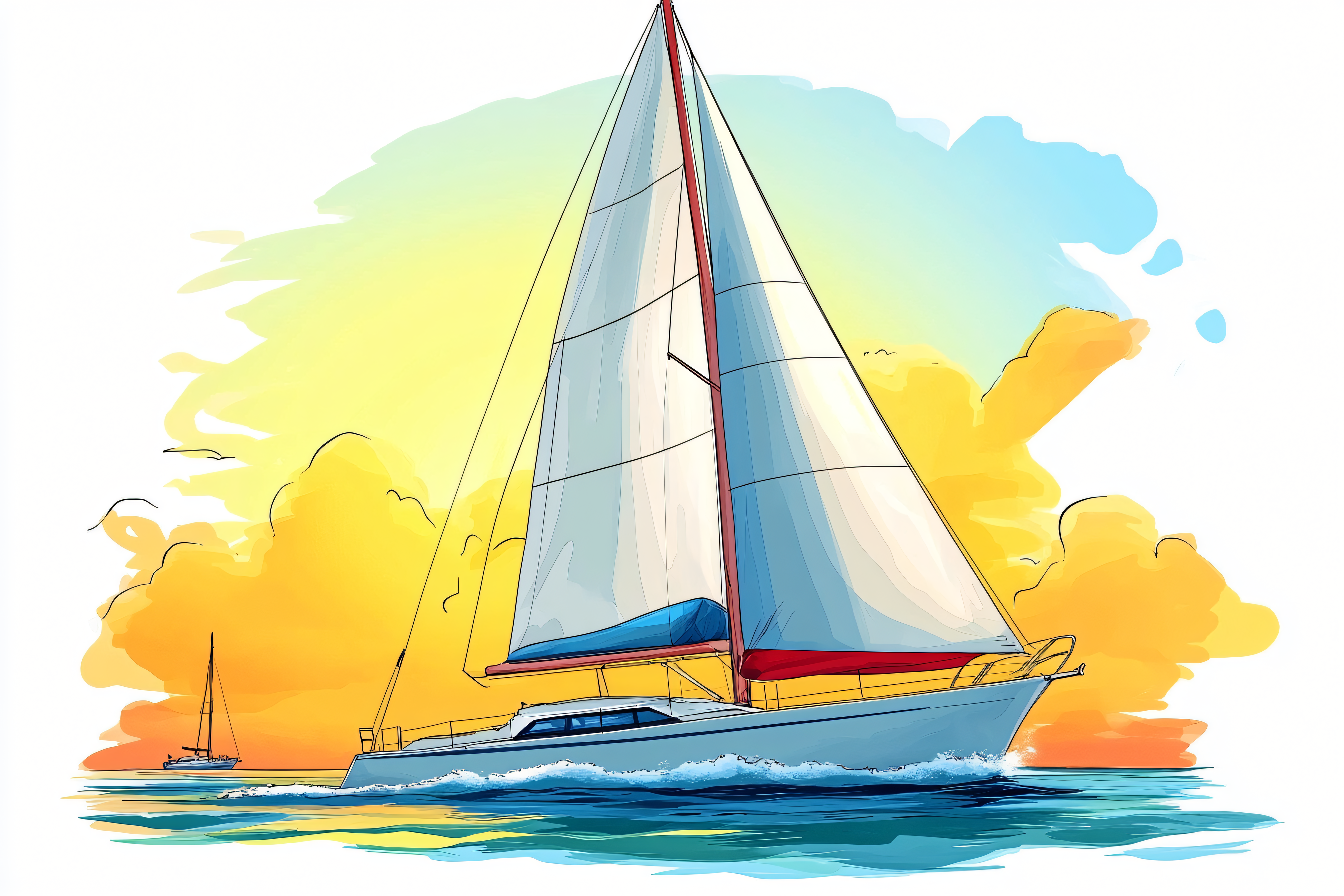 Sailing Boat on Ocean