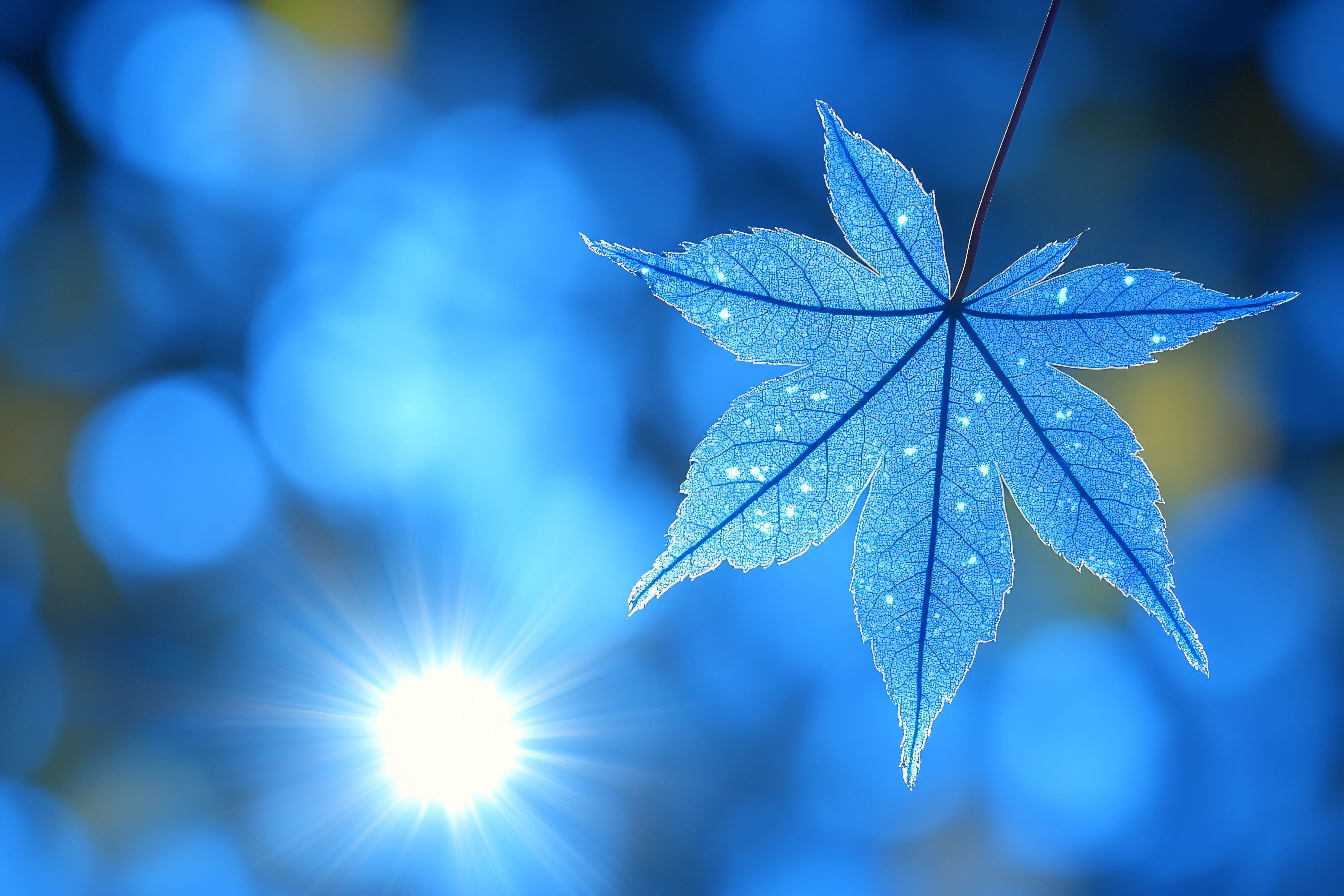 Sapphire Leaf in Bokeh Sunlight