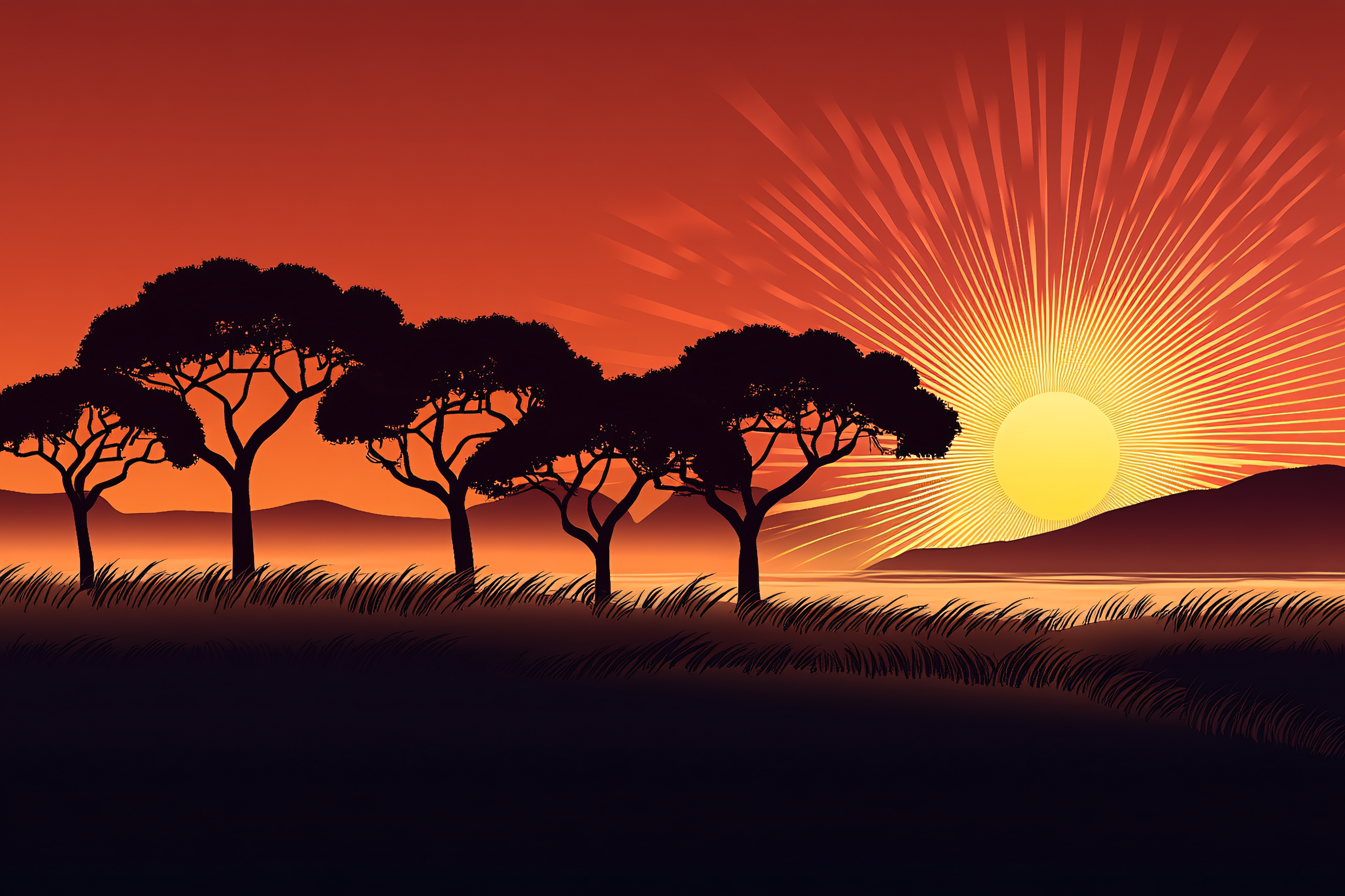 Savanna Sunset Silhouette