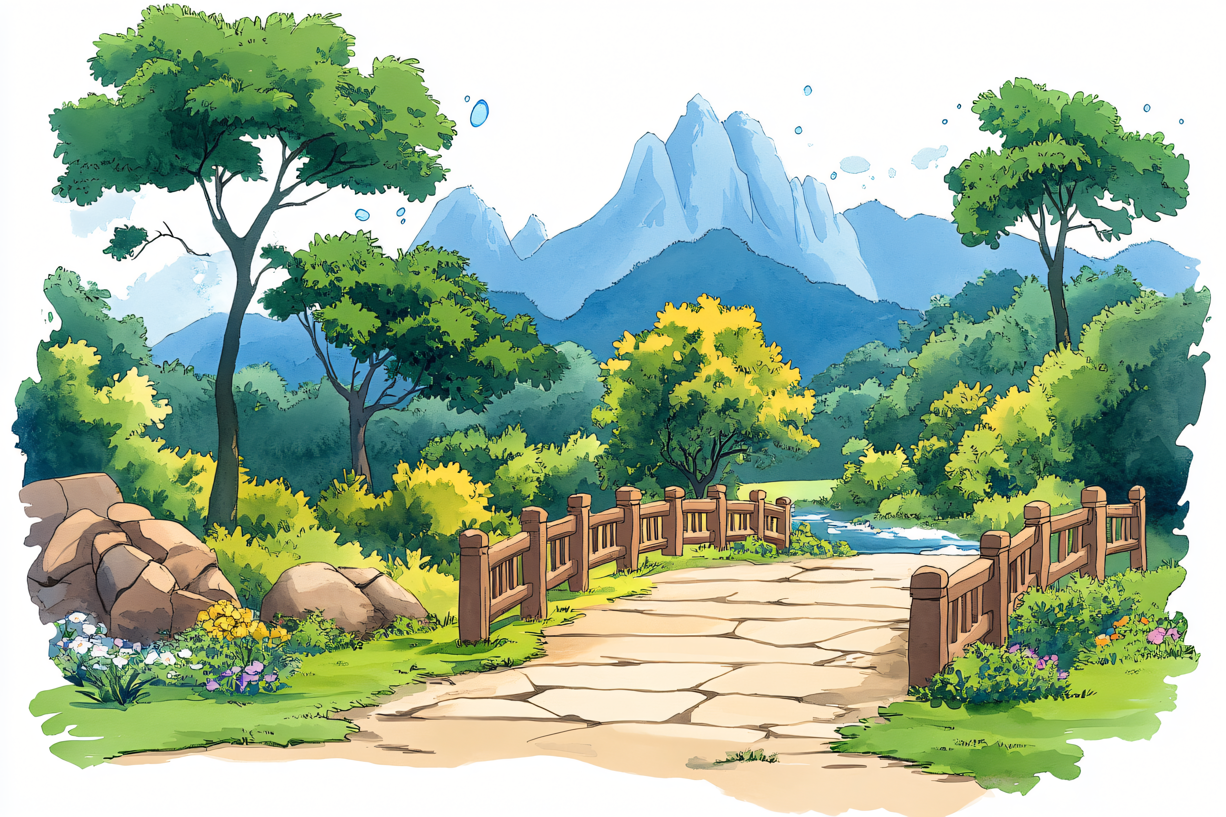 Scenic Mountain Landscape with Stone Path