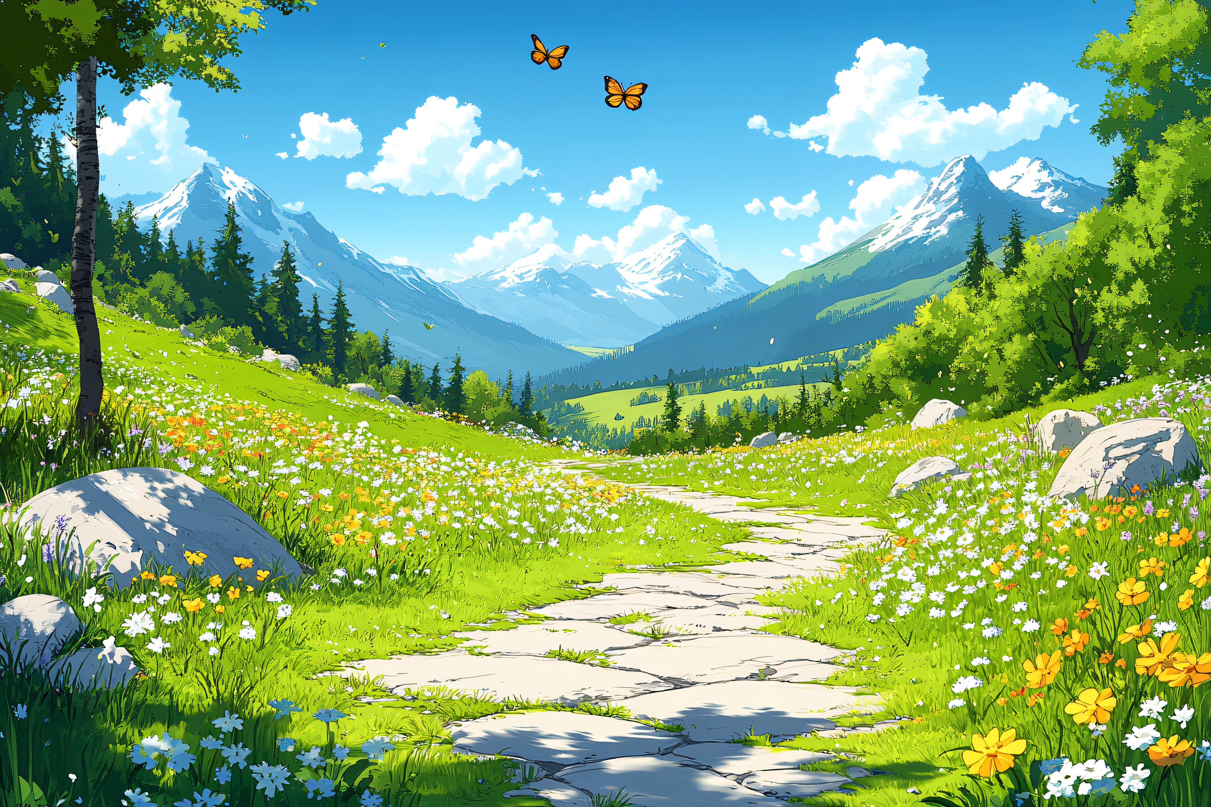 Scenic Mountain Meadow Path