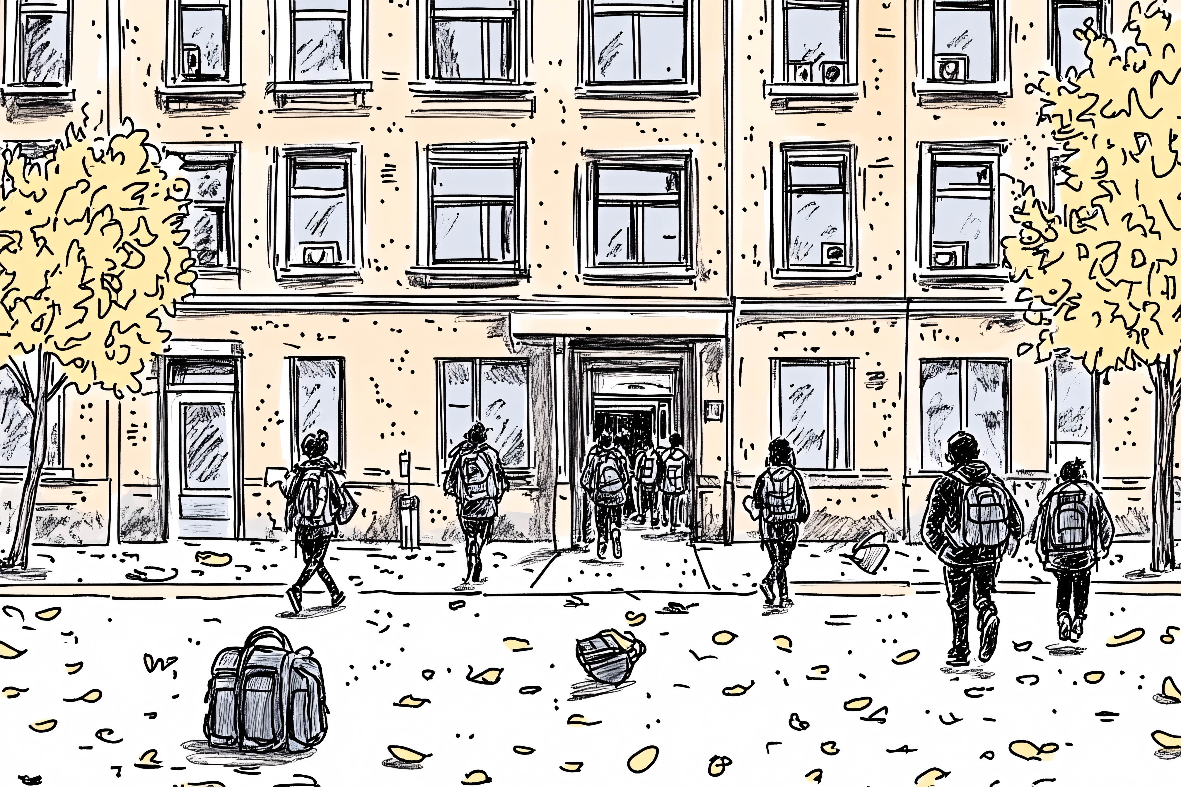 School Entrance Scene