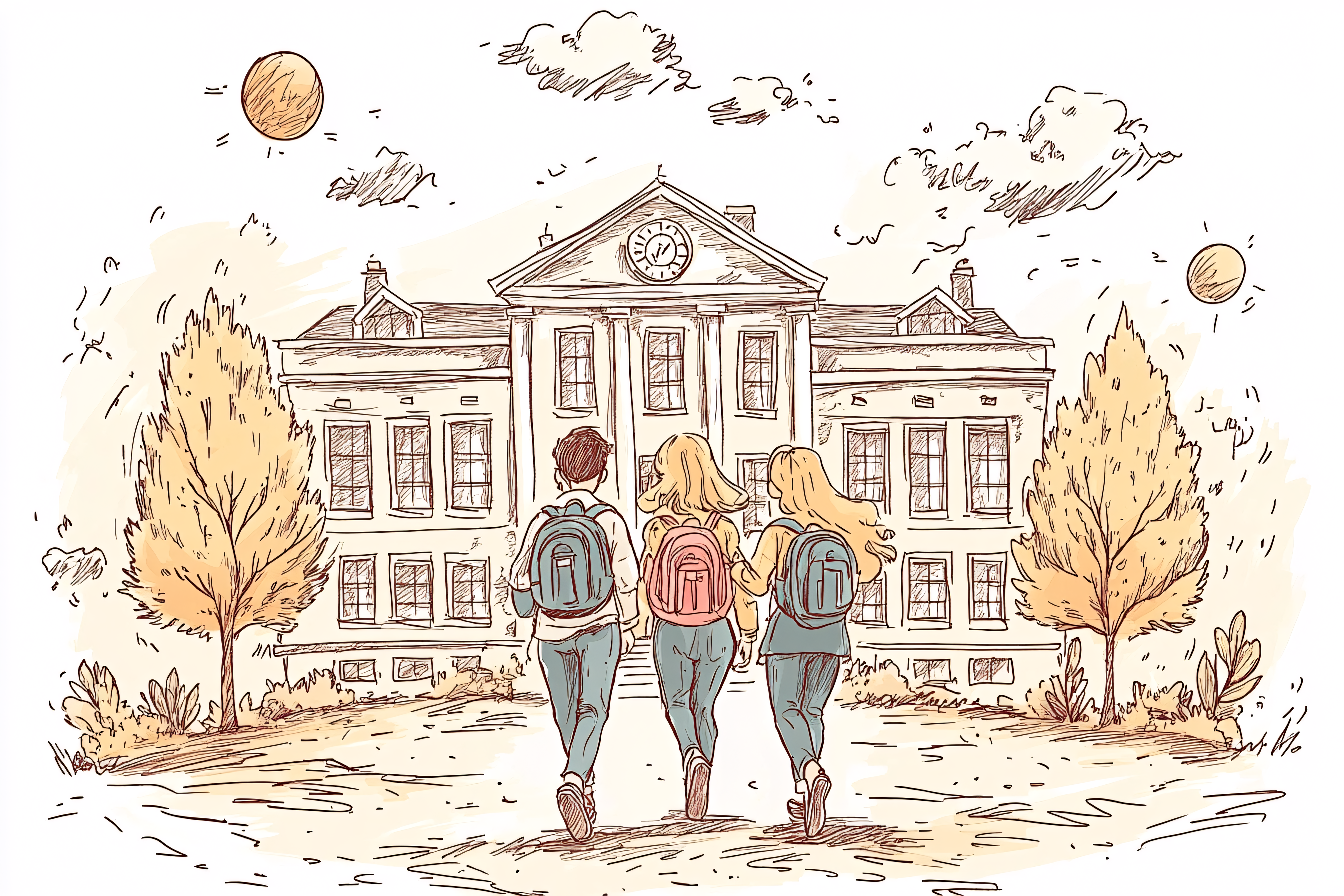 School Friends Heading to Campus