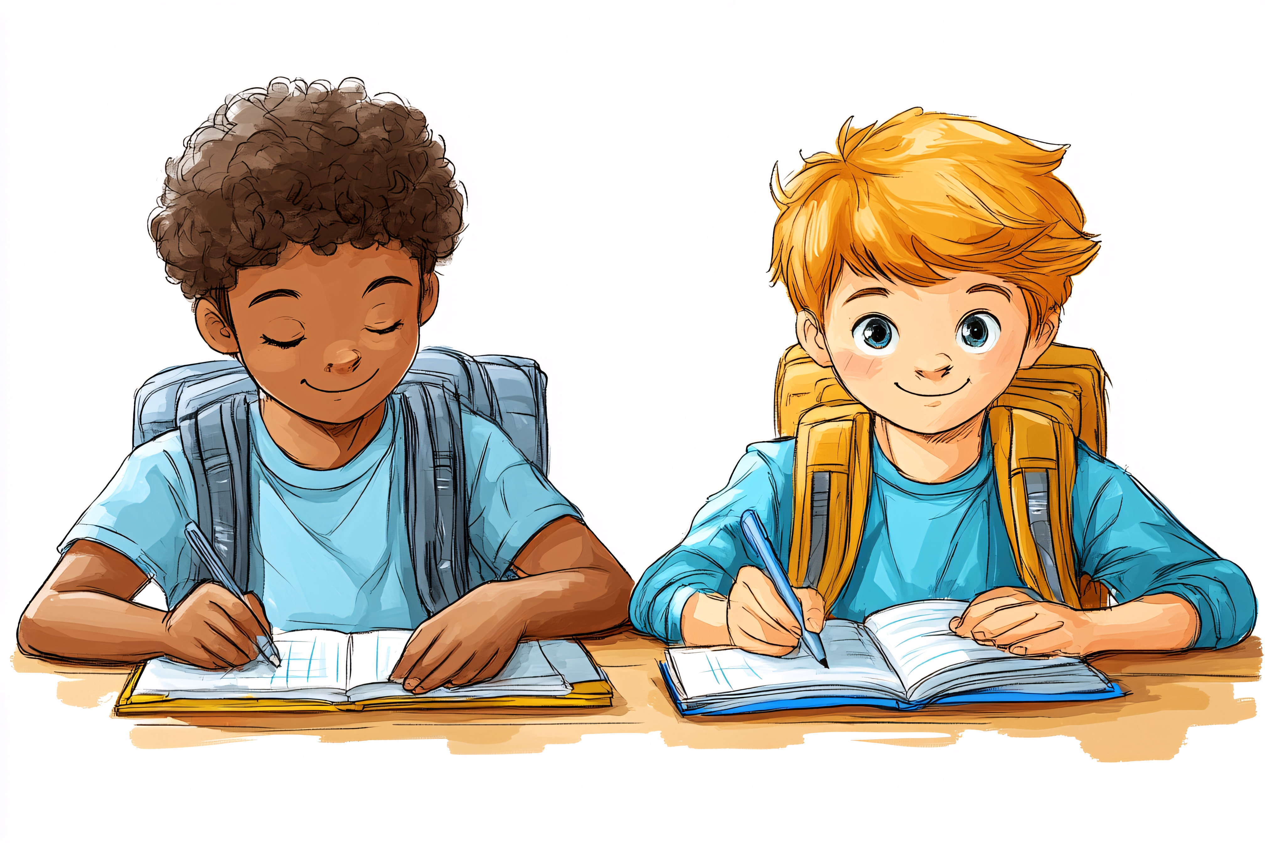 School Kids Studying