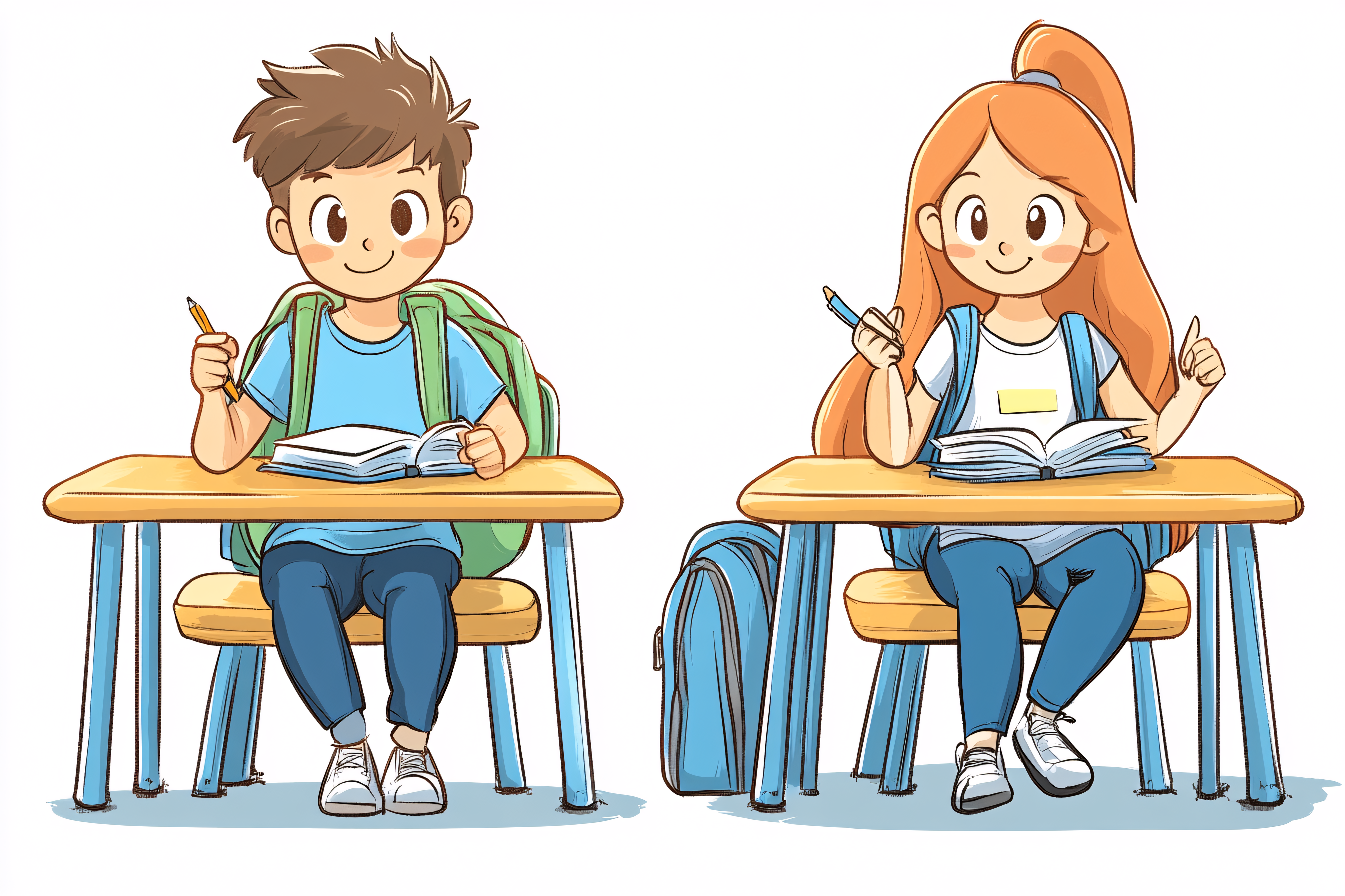 School Kids Studying