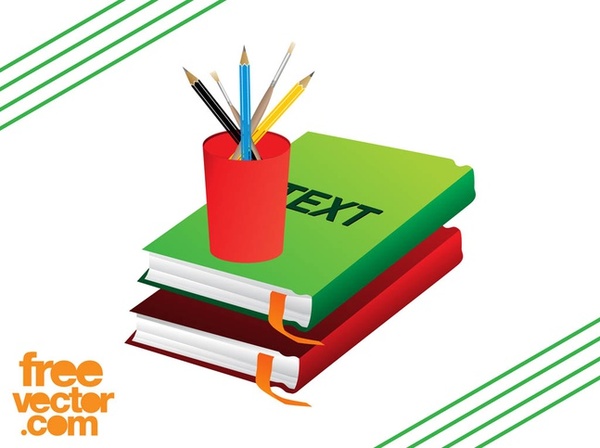School Supplies and Books Free Vector