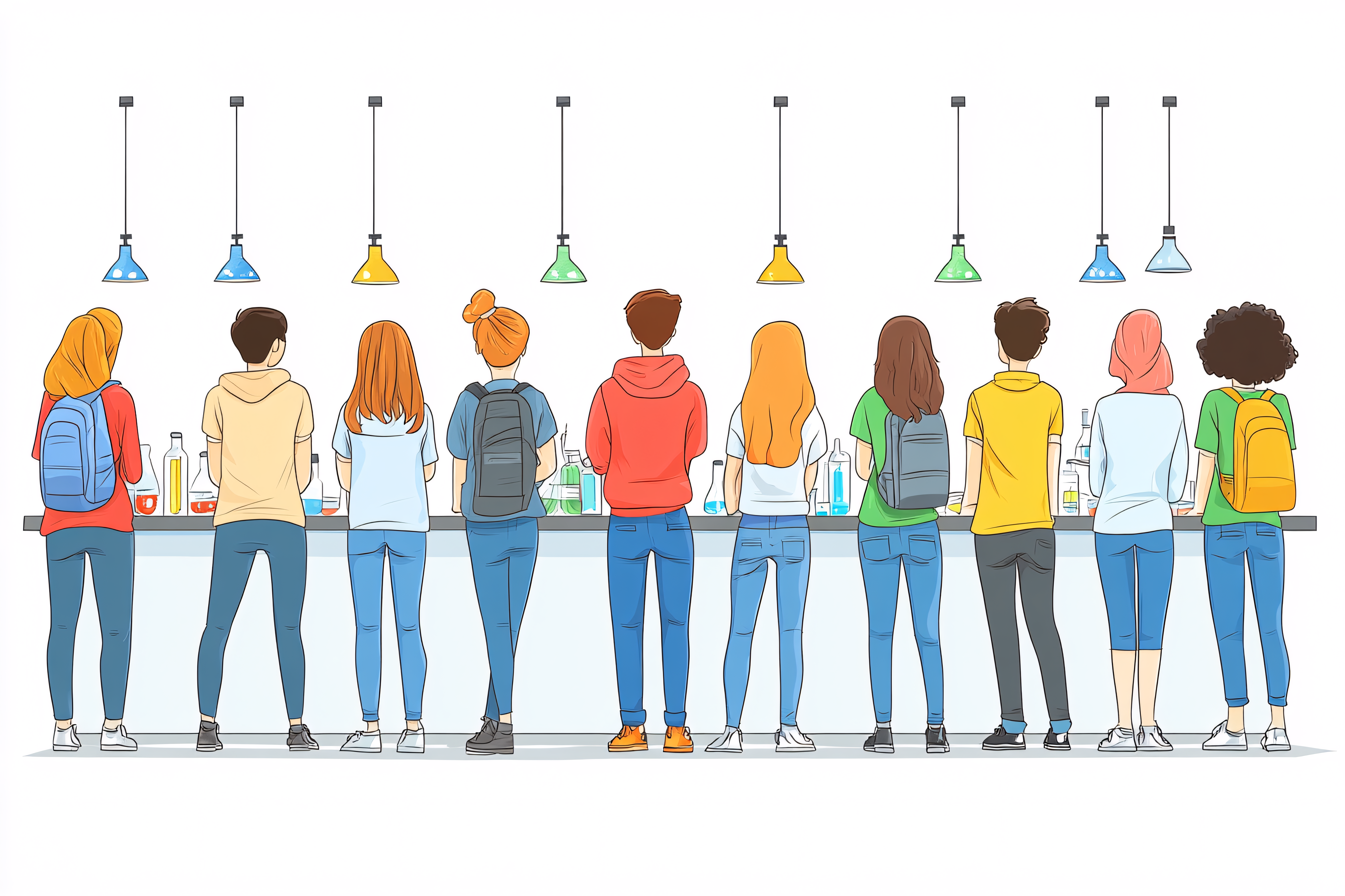 Science Lab Students Back View