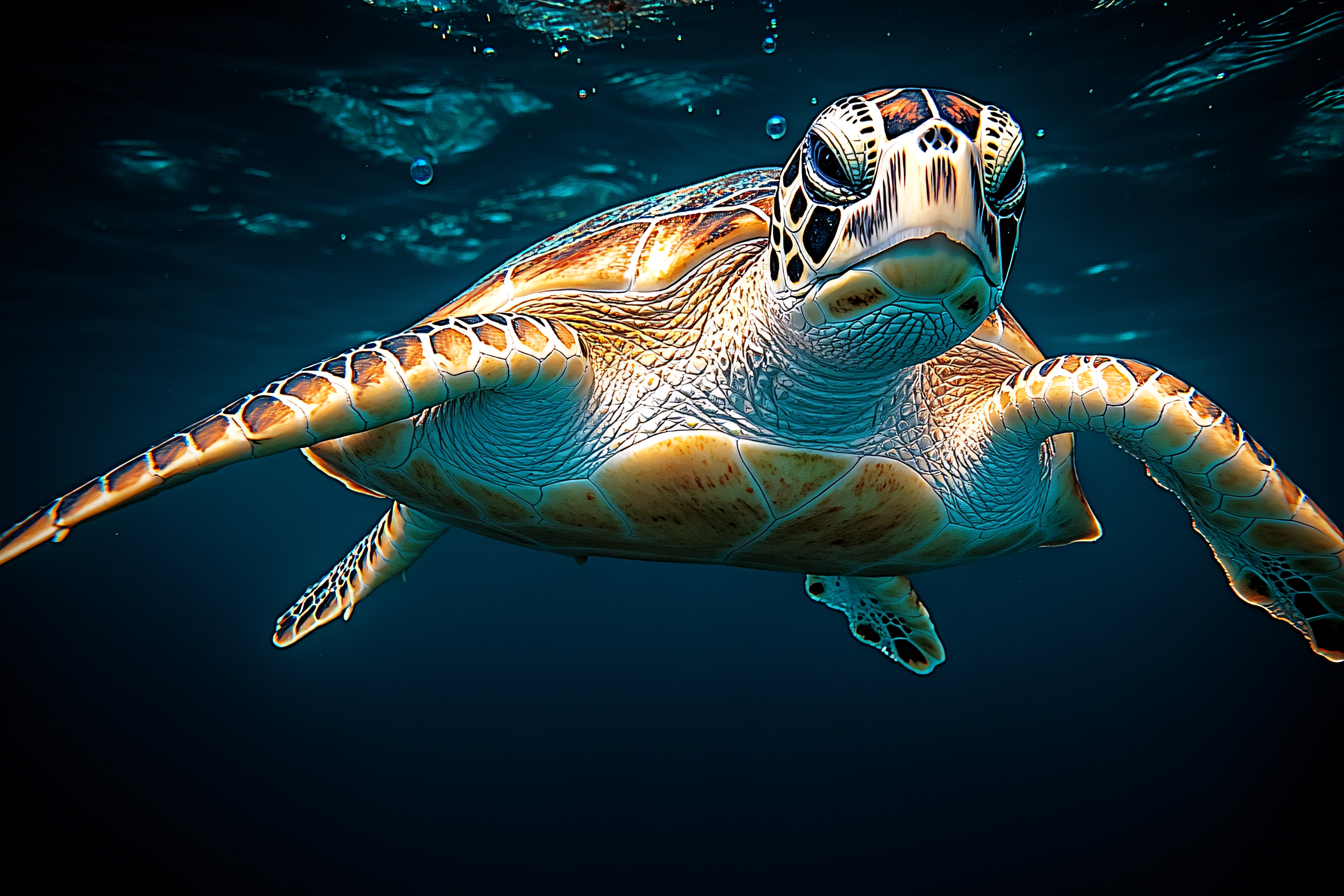 Sea Turtle Swimming Underwater