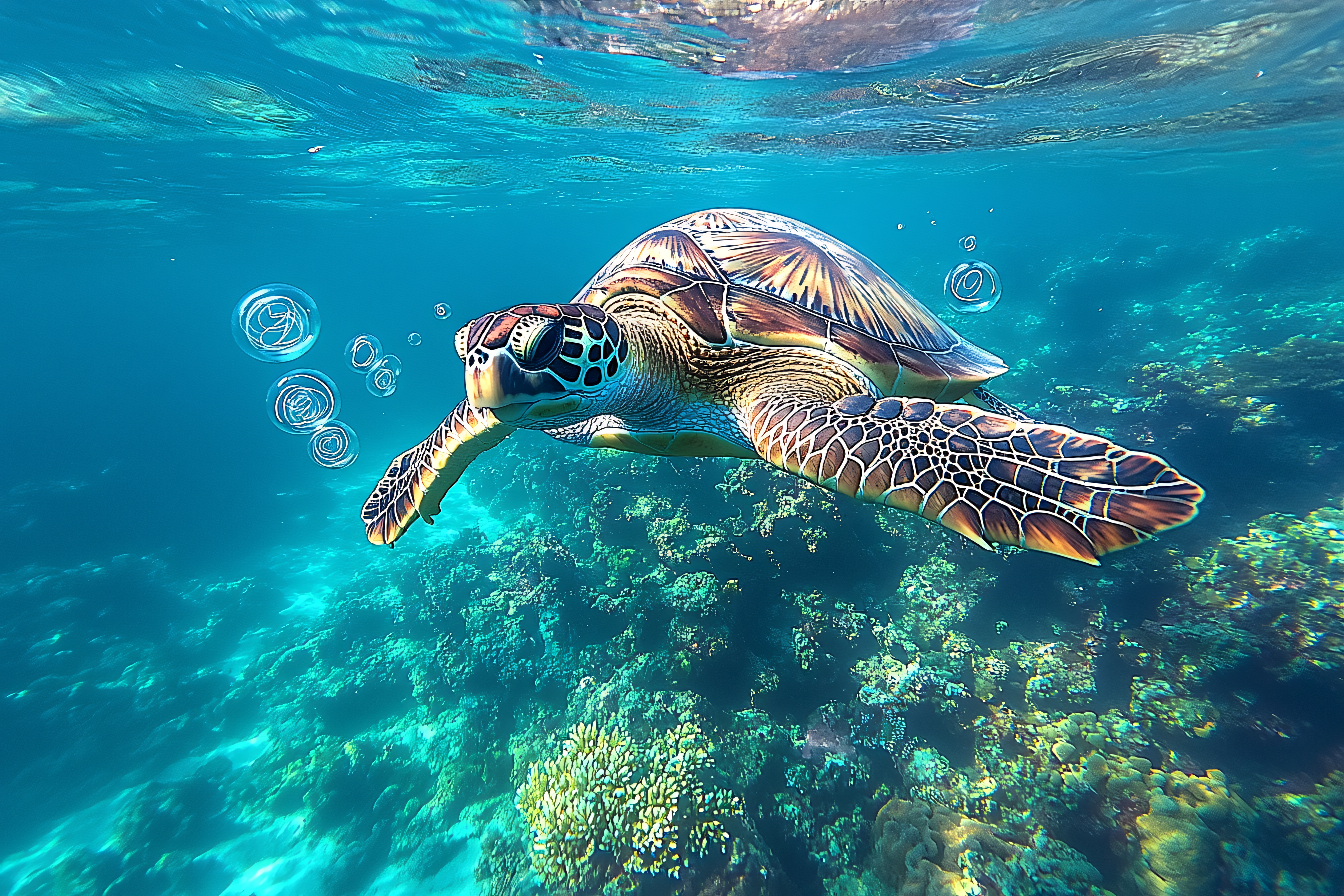 Sea Turtle Underwater