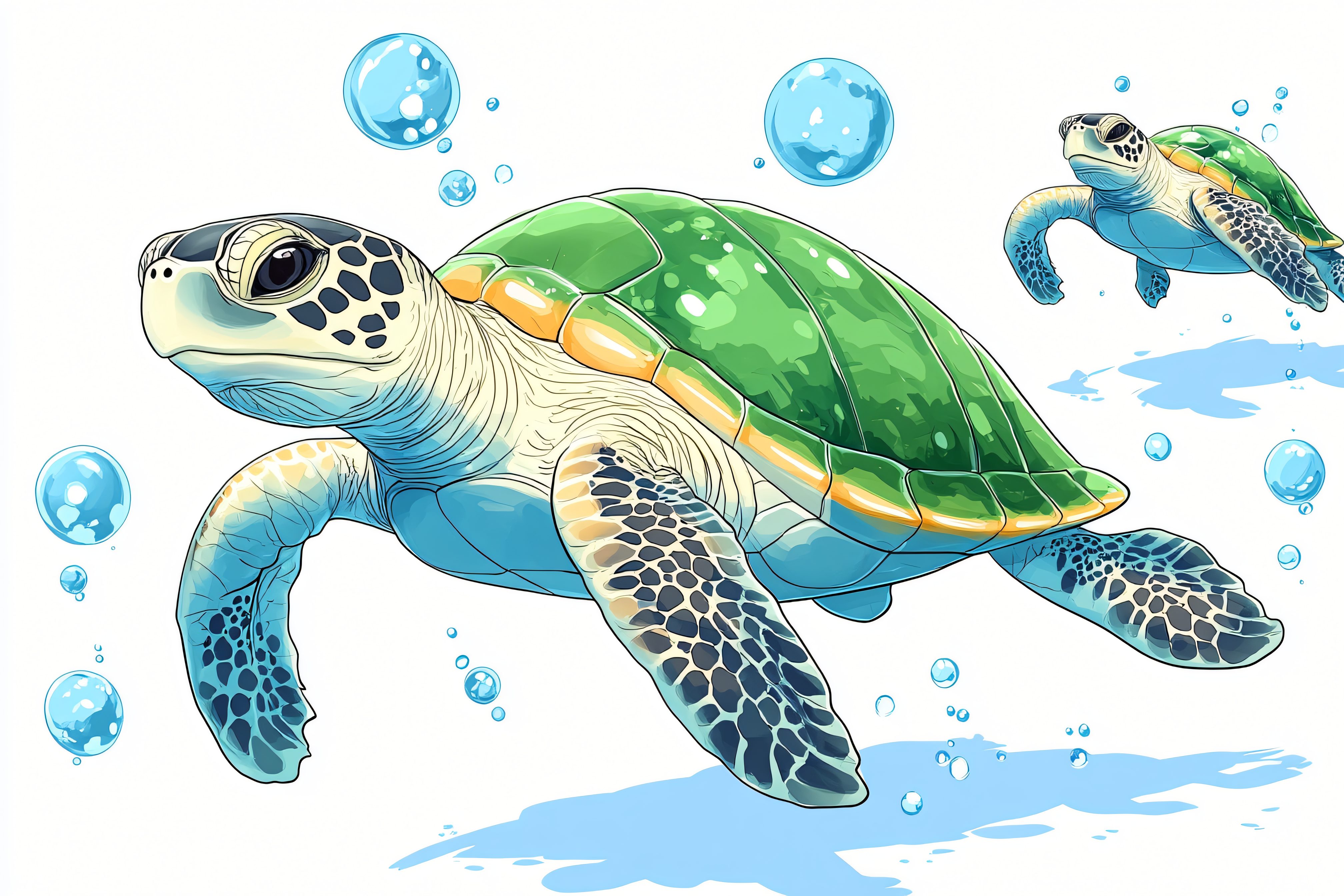 Sea Turtles Swimming Underwater