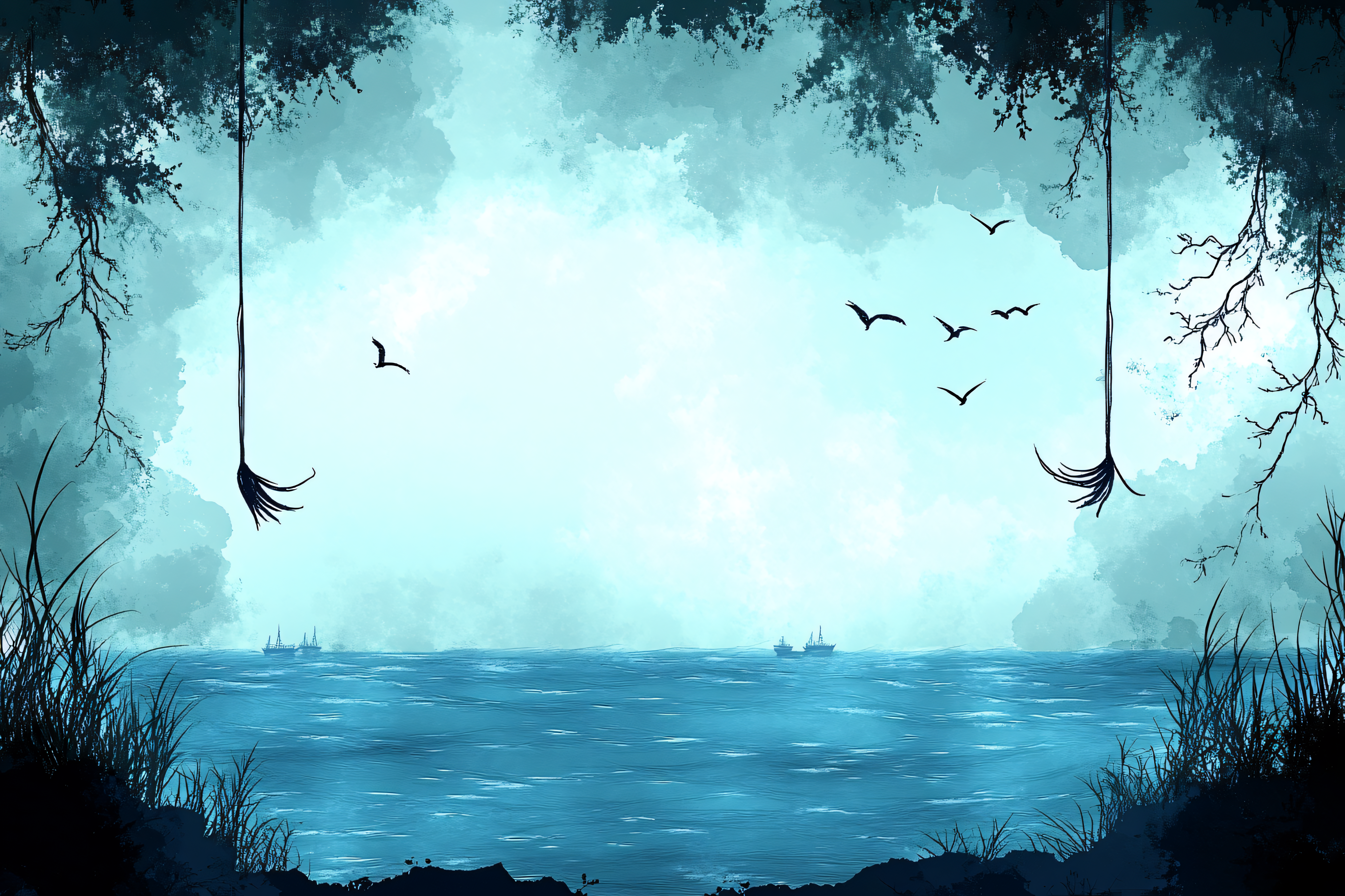 Seascape With Hanging Vines