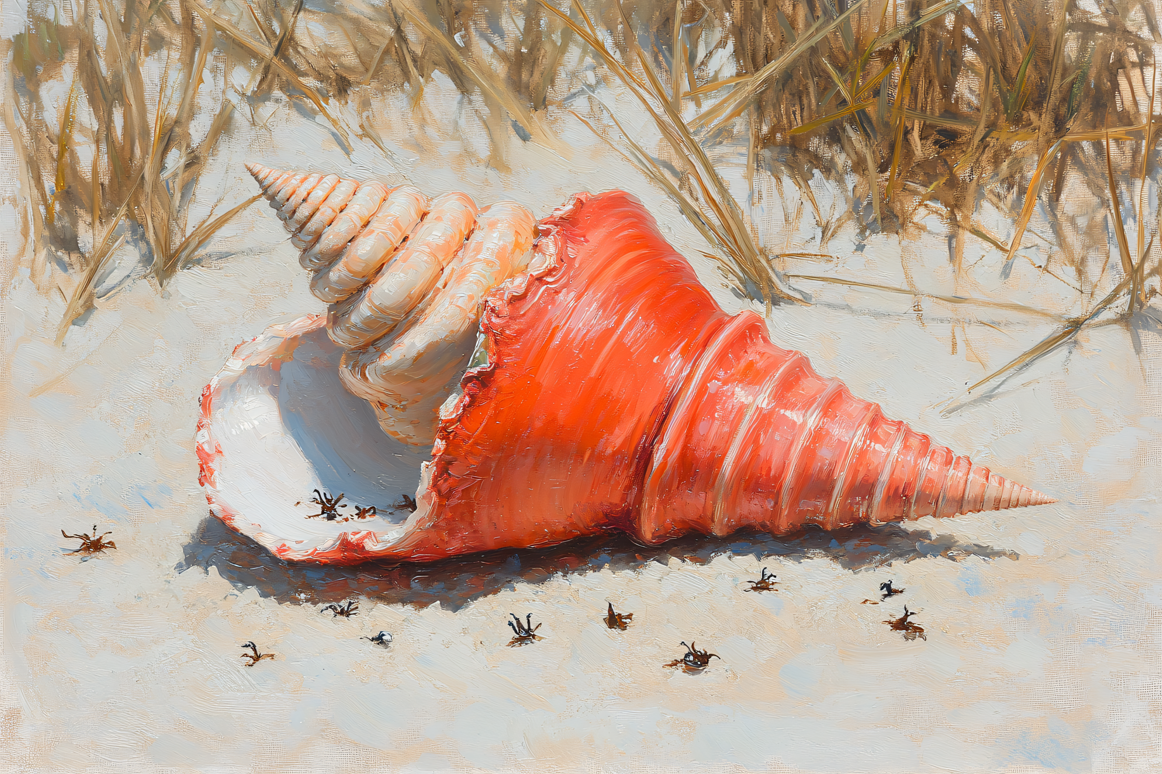 Seashell and Crabs on the Beach