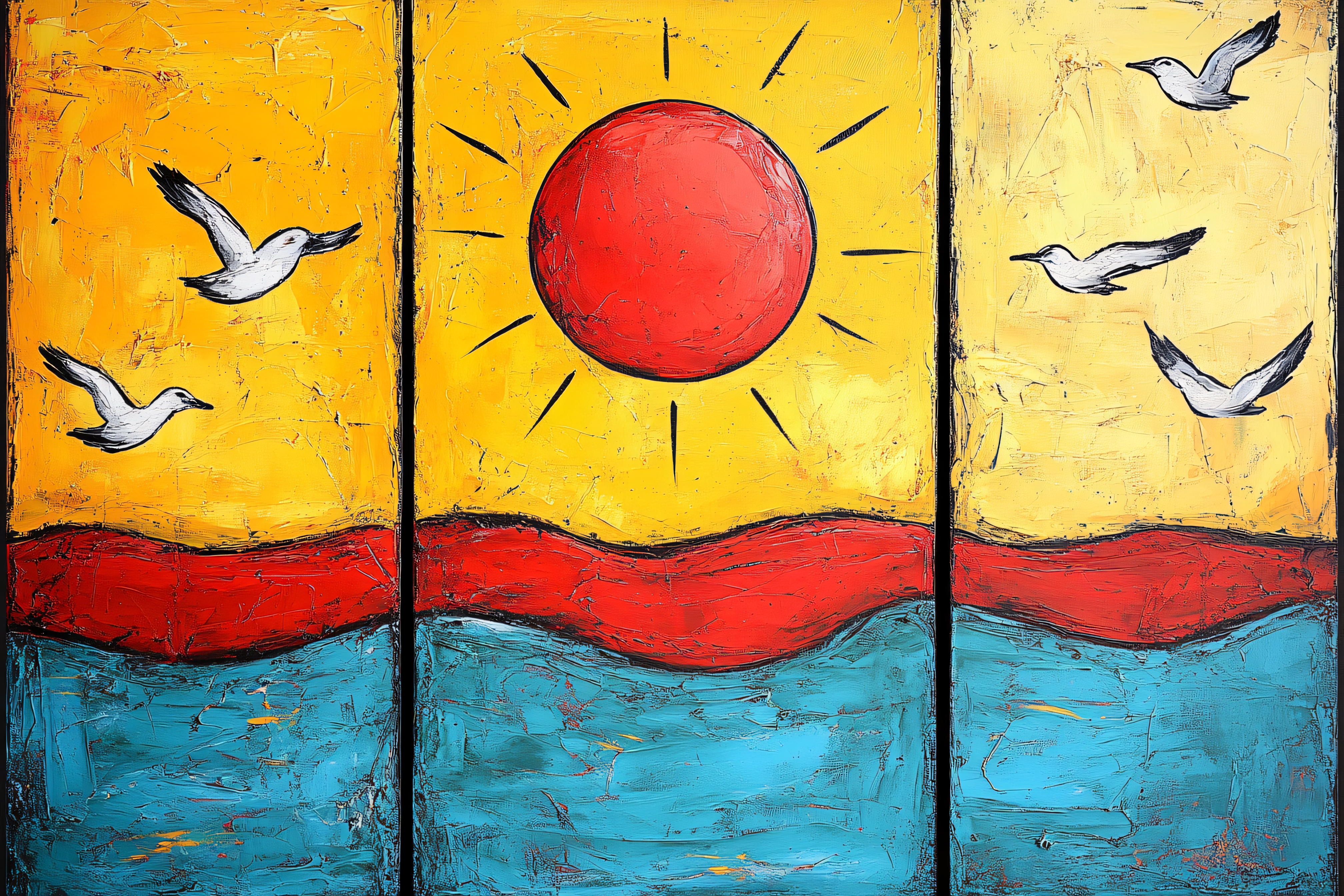 Seaside Sunrise with Seagulls