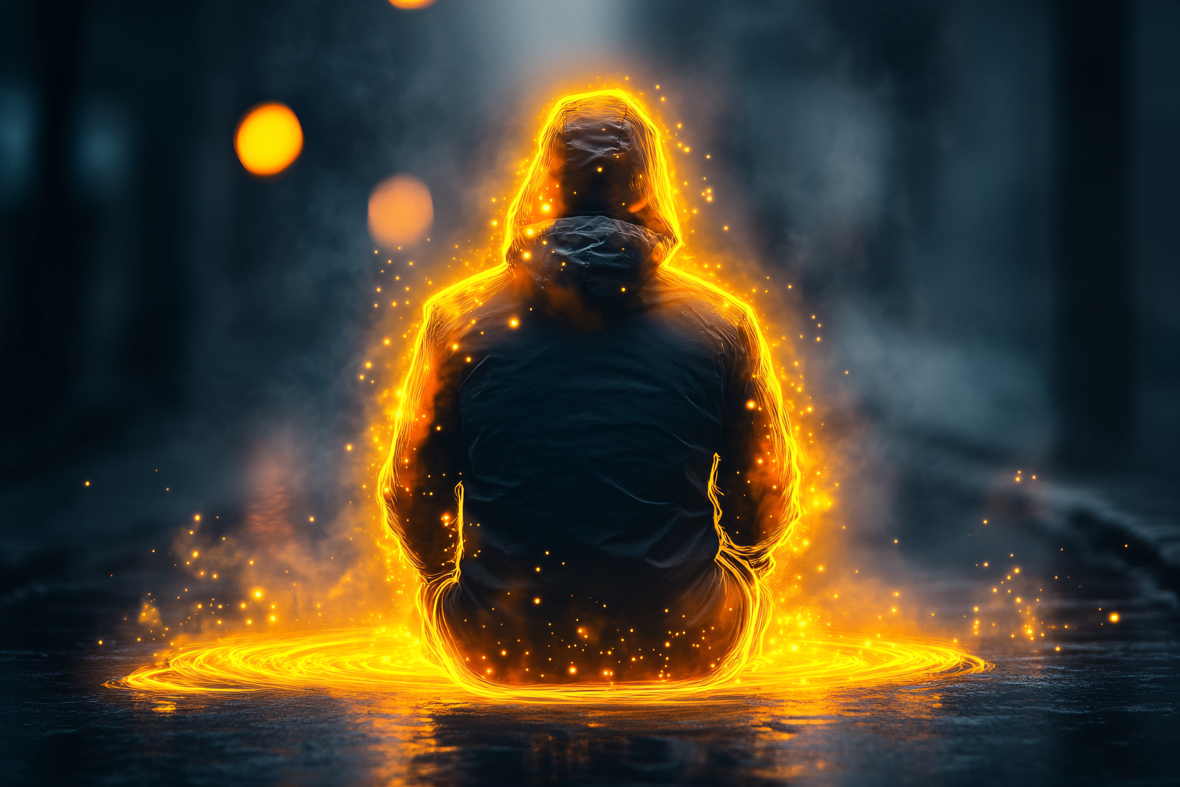 Seated Figure in Glowing Aura