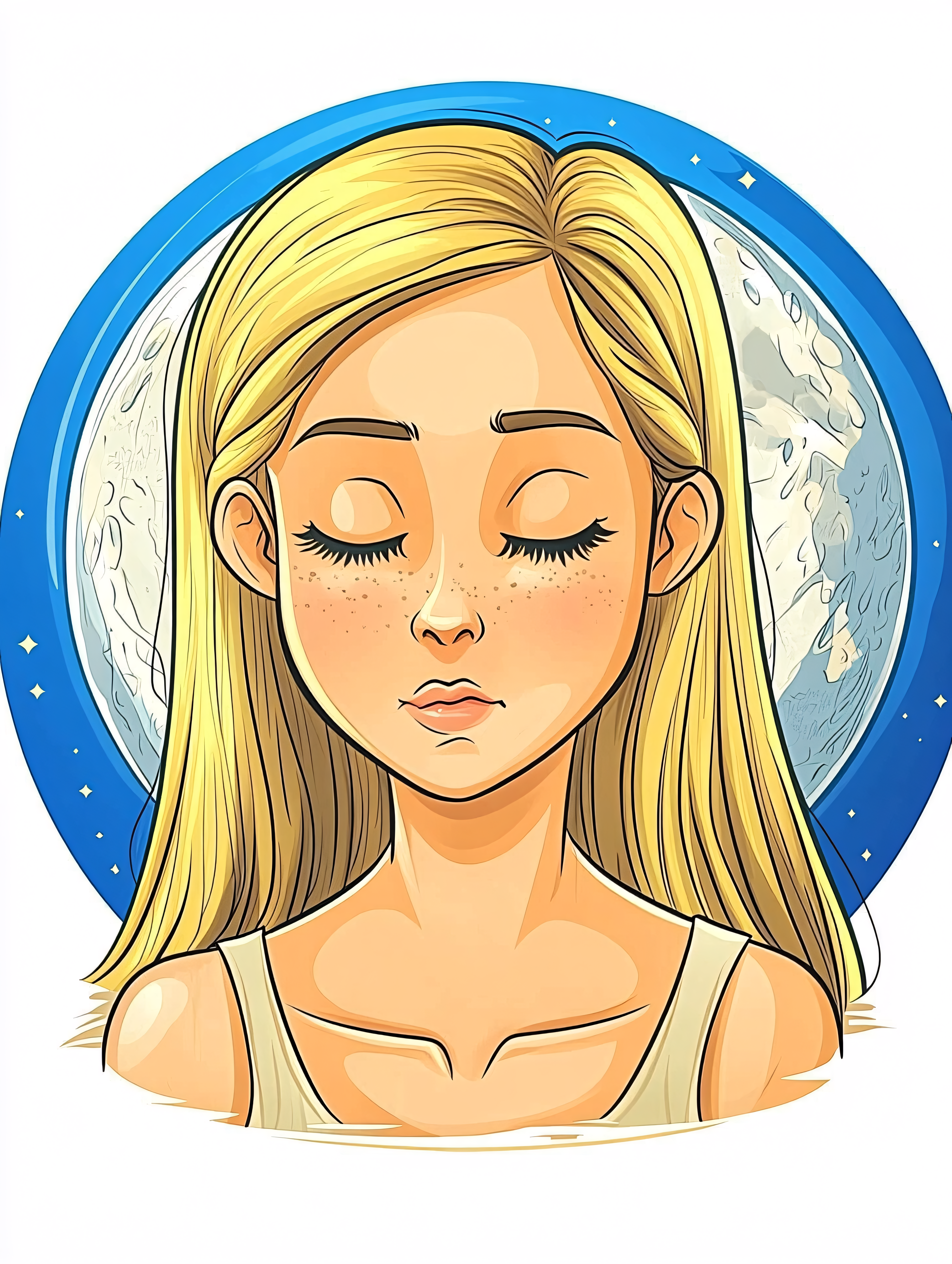 Serene Blonde Woman Meditating Under Moonlight