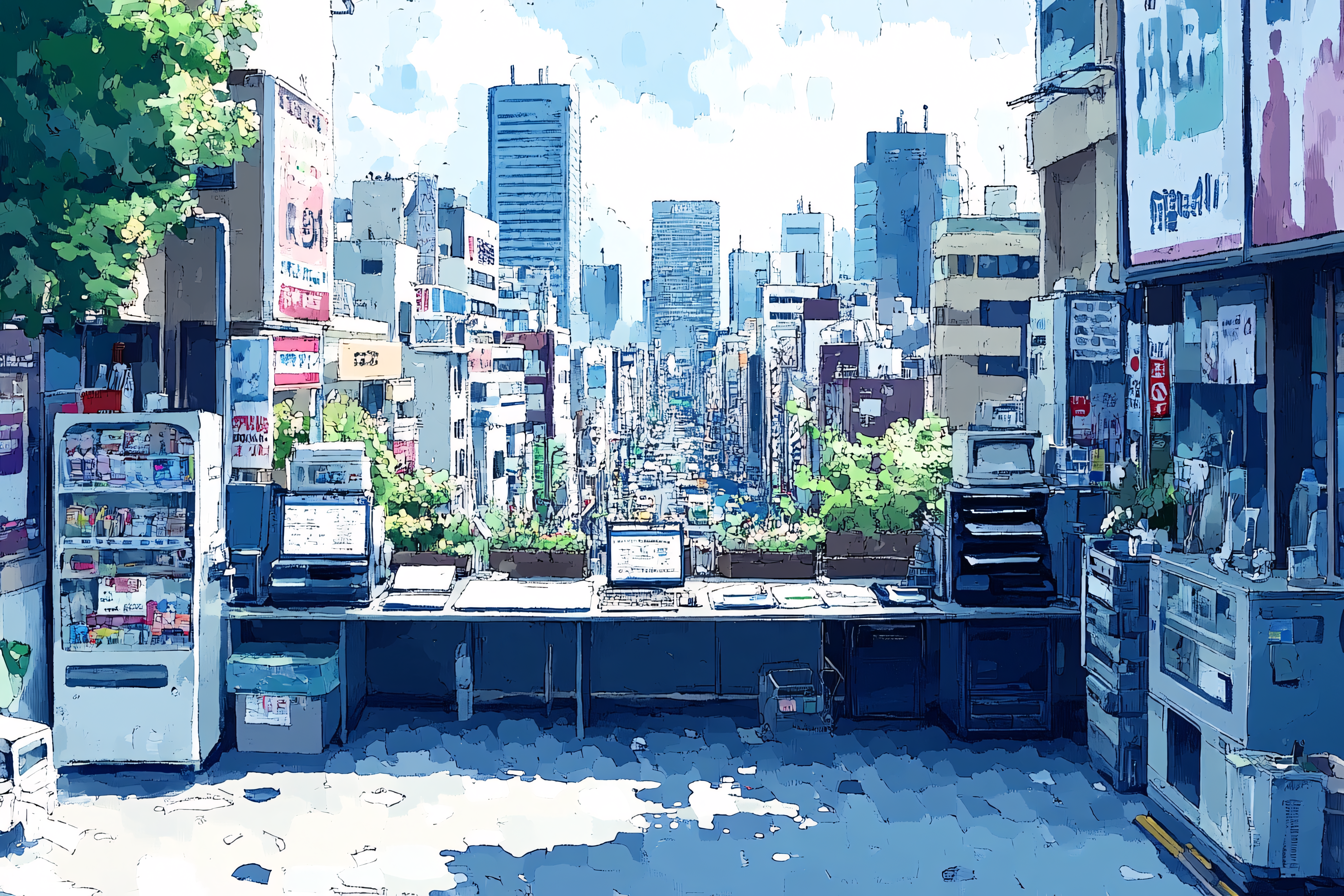 Serene Cityscape From A Rooftop