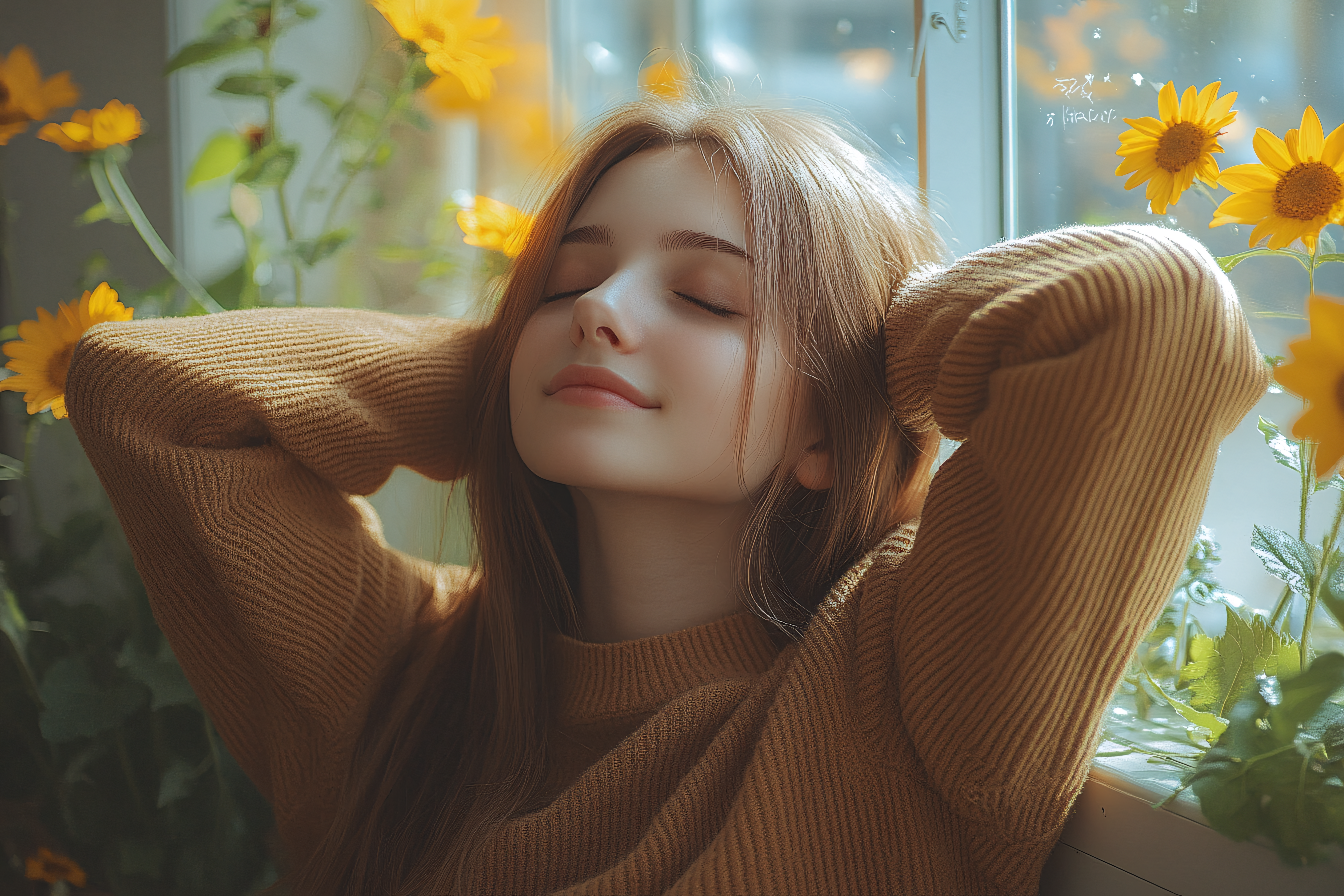 Serene Contemplation by the Window
