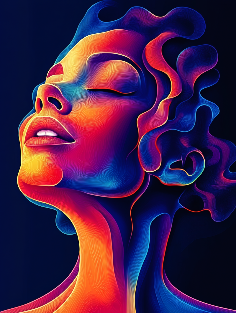Serene Flowing Woman