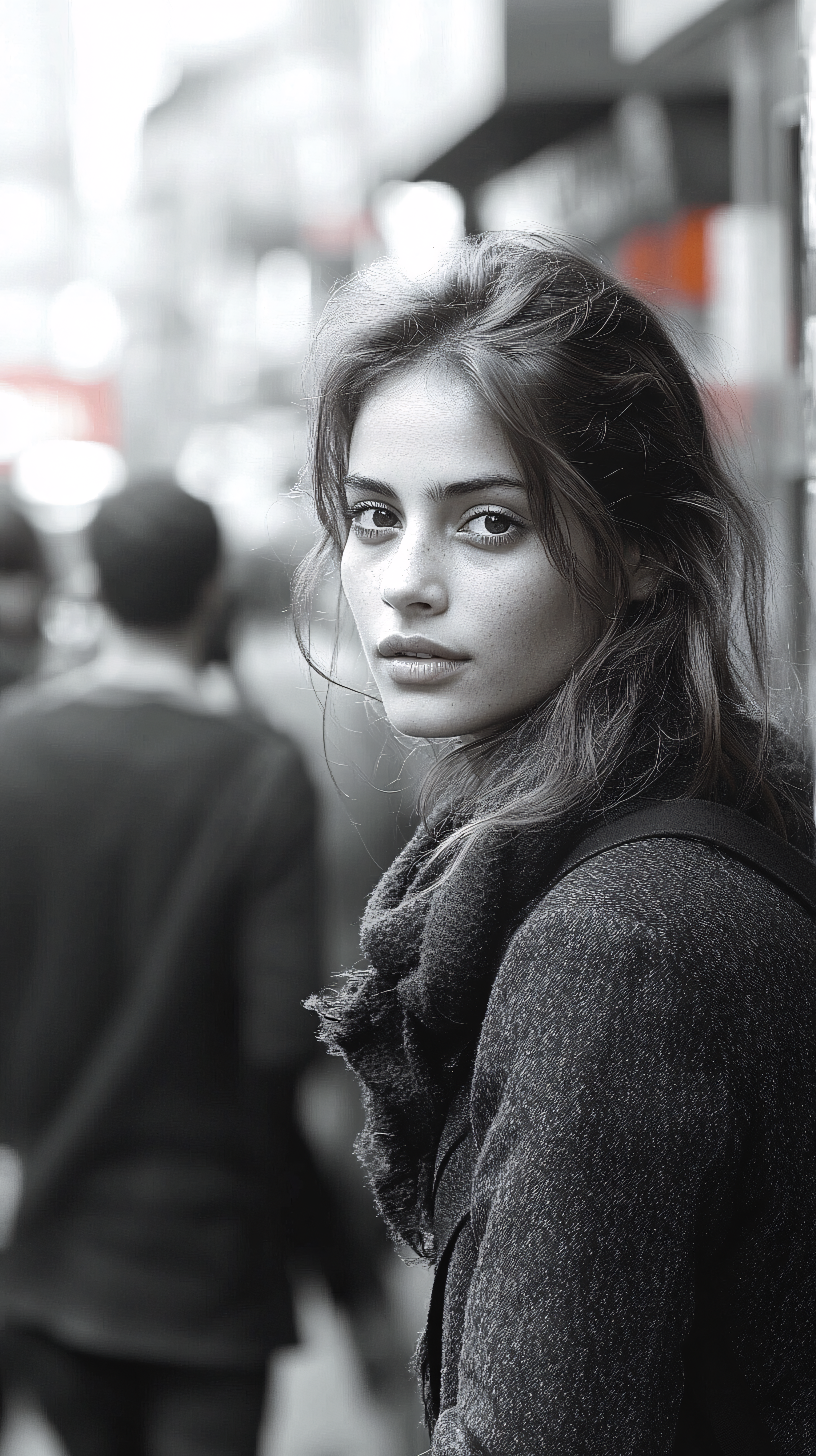 Serene Gaze Over Shoulder