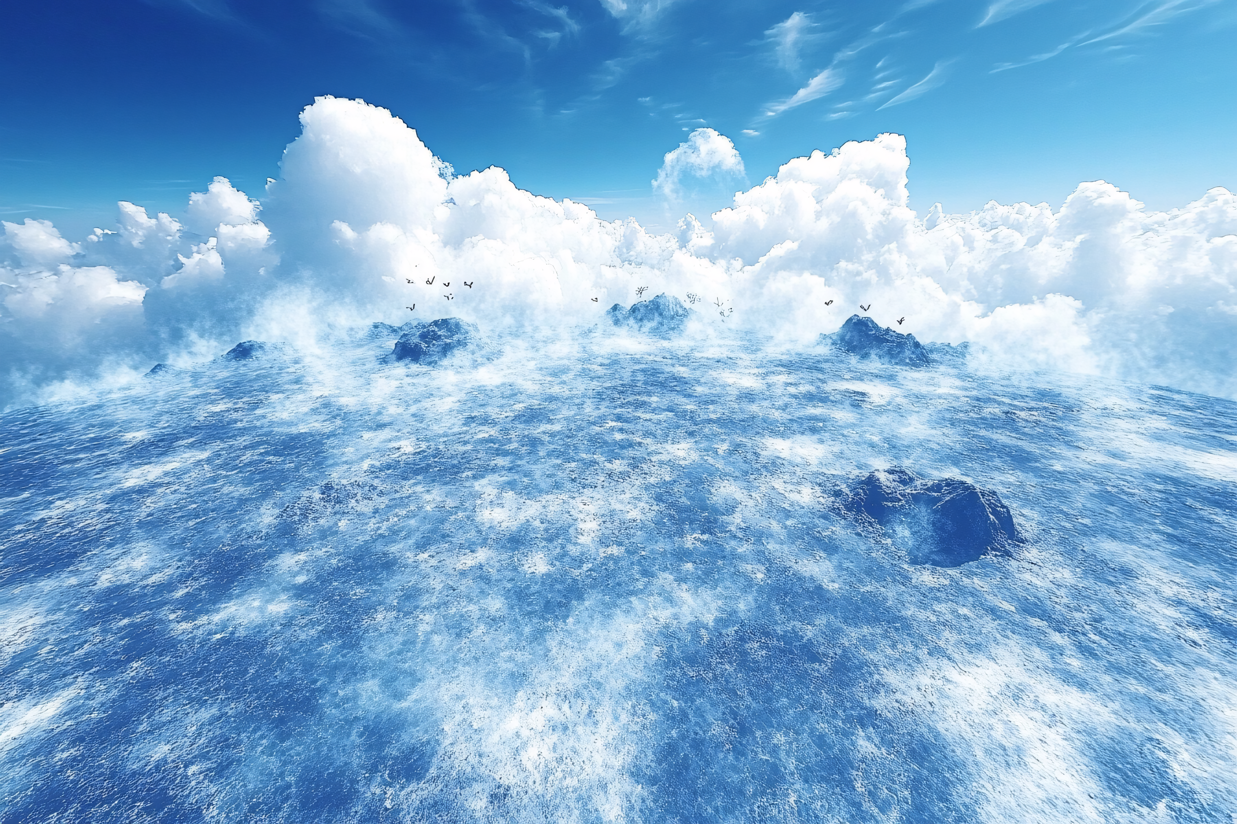Serene Islands In Cloudy Ocean