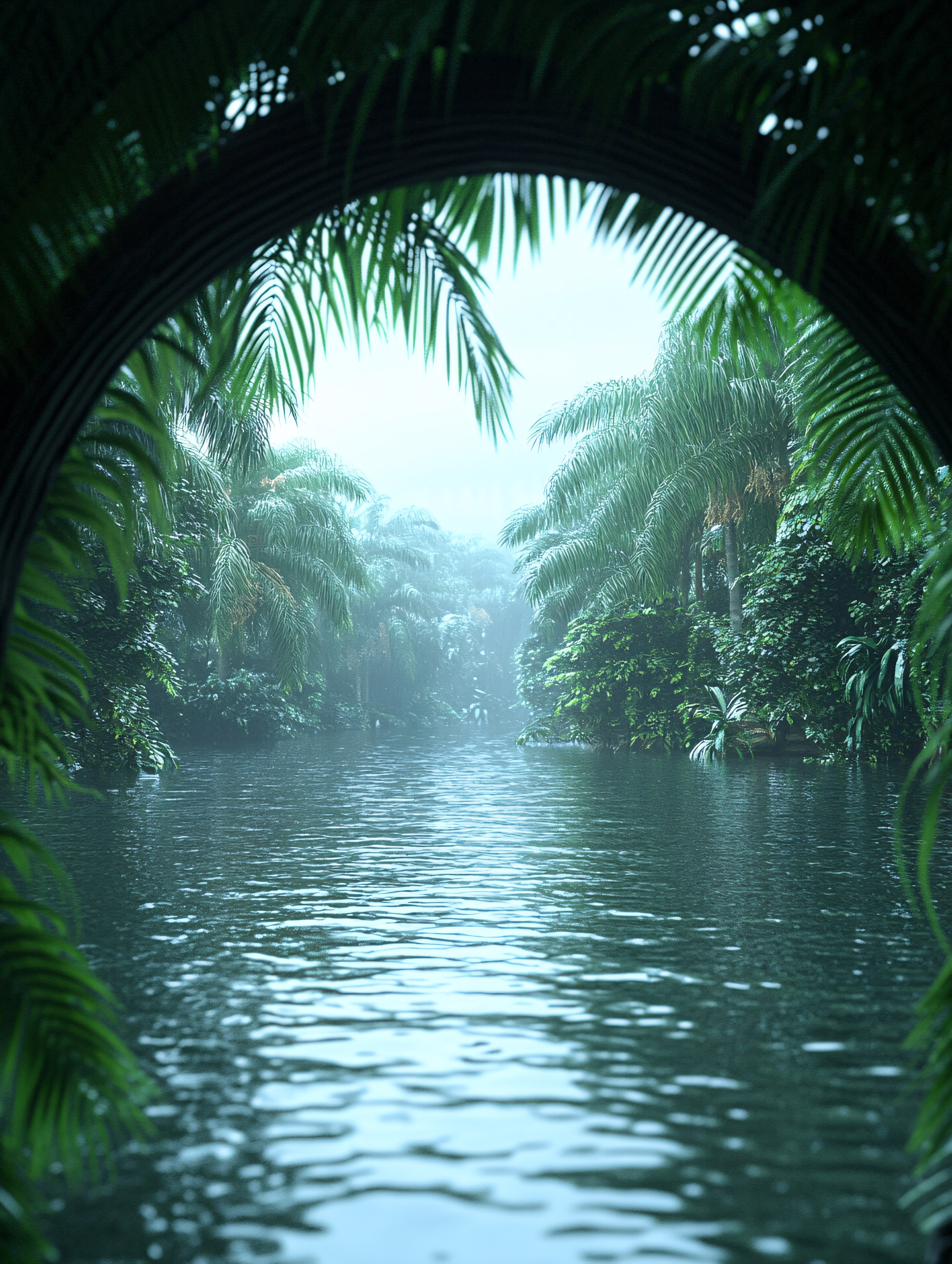 Serene Jungle River Archway