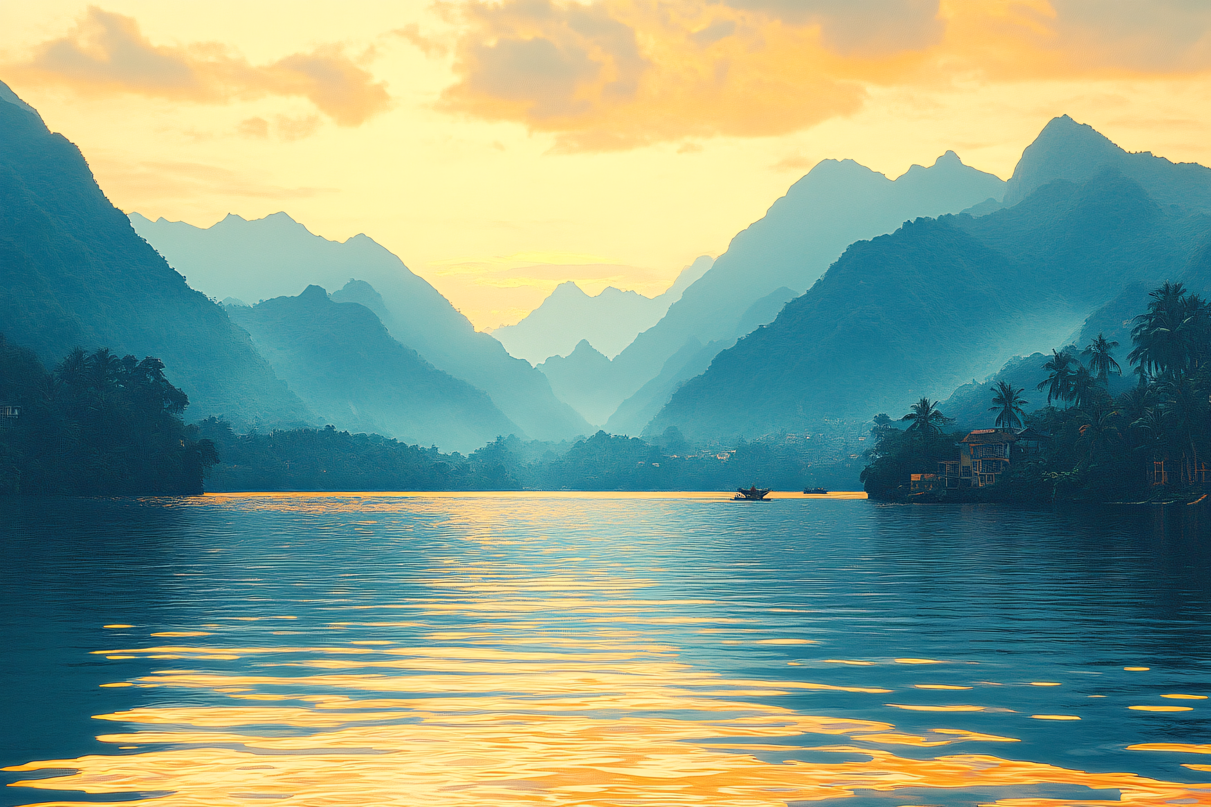 Serene Lake and Mountain Vista