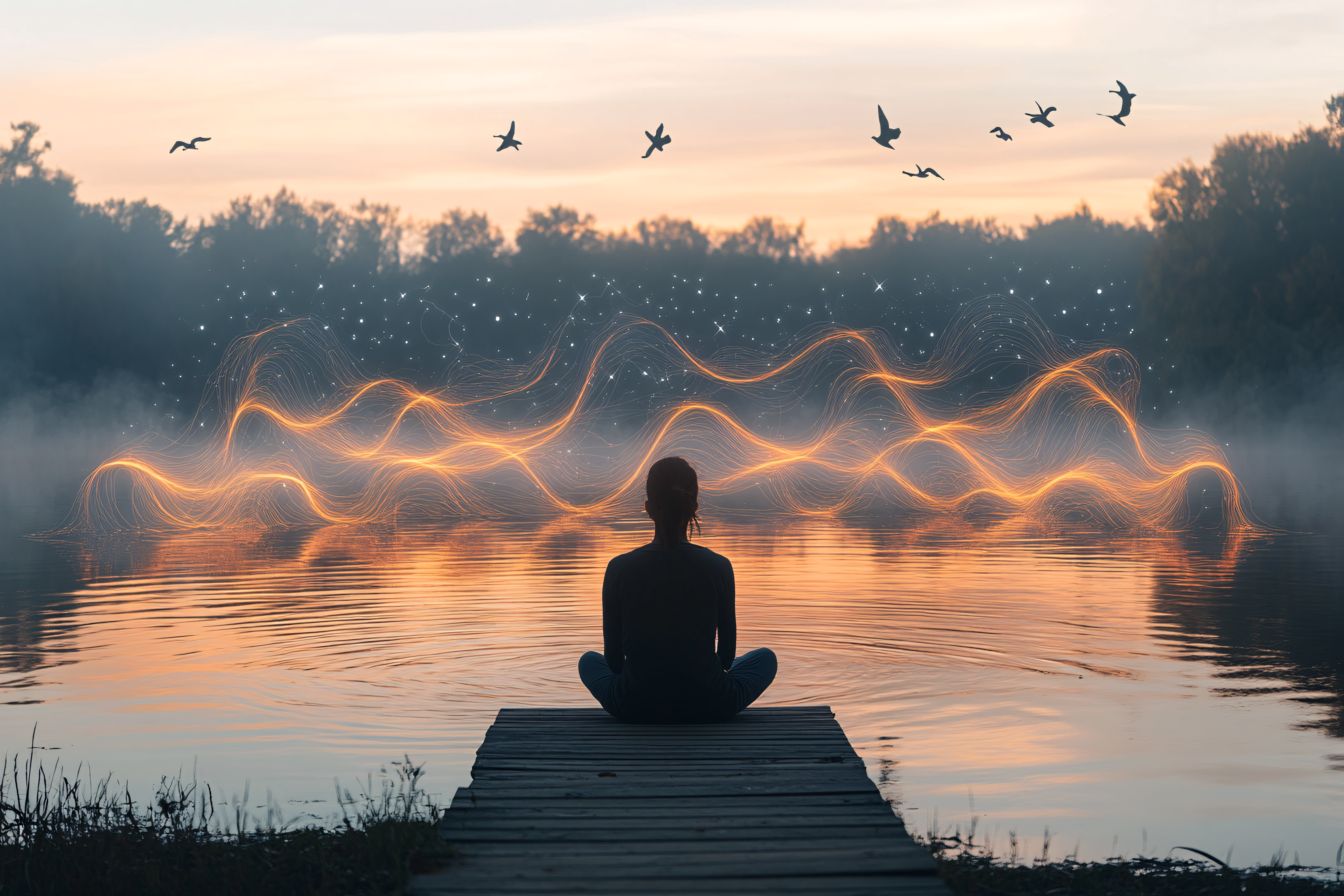 Serene Meditation By Lake