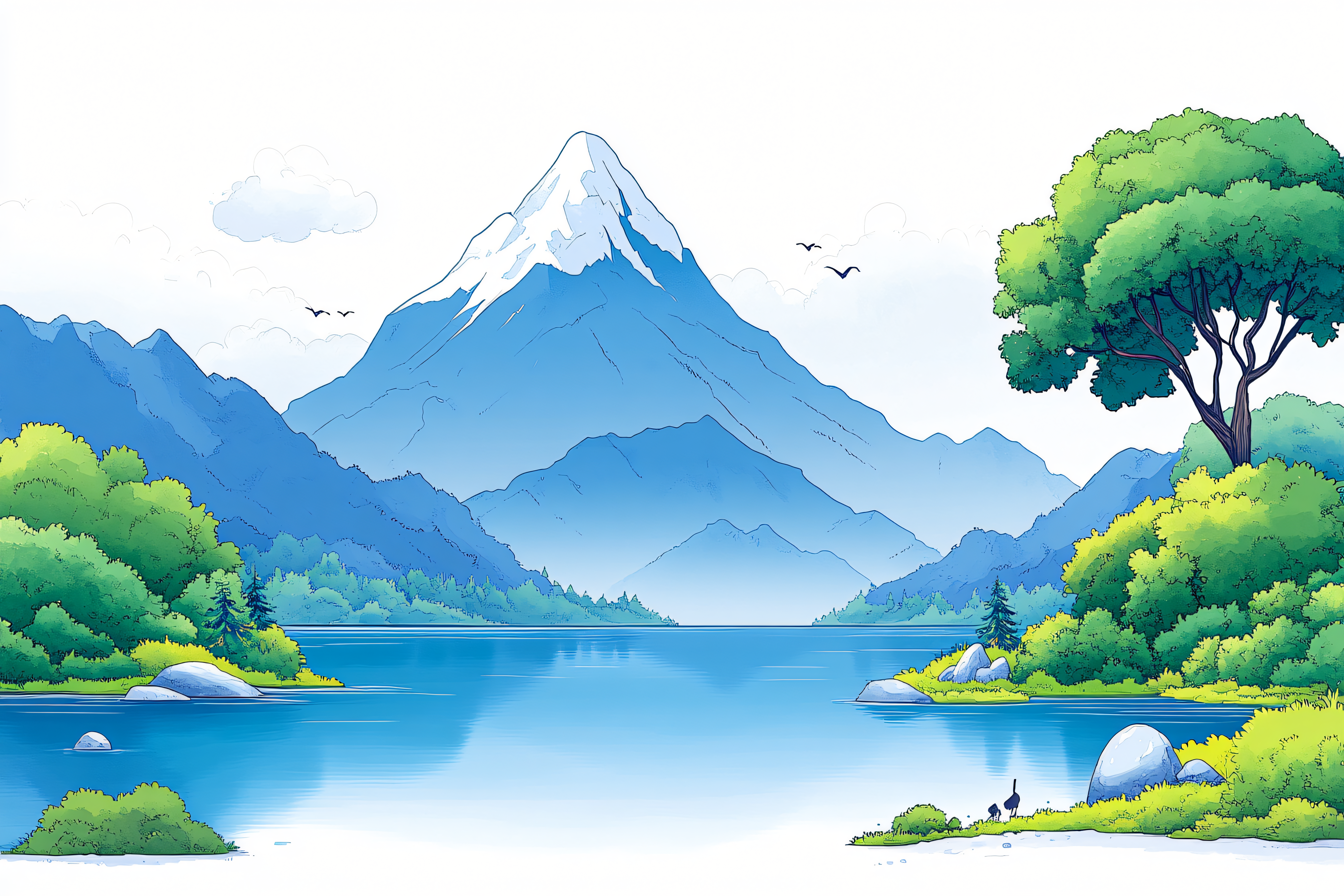 Serene Mountain Lake Landscape