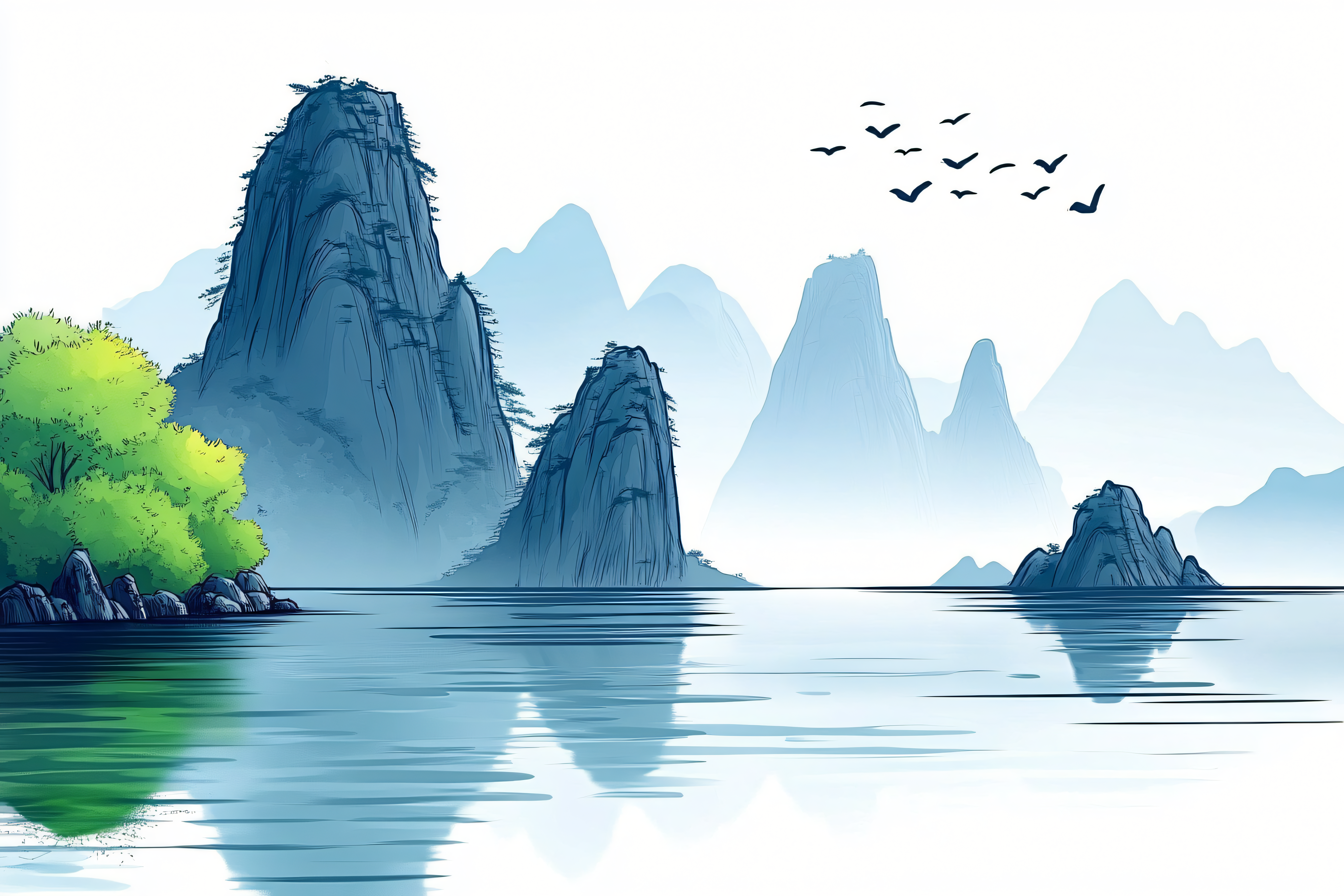 Serene Mountain Lake Landscape