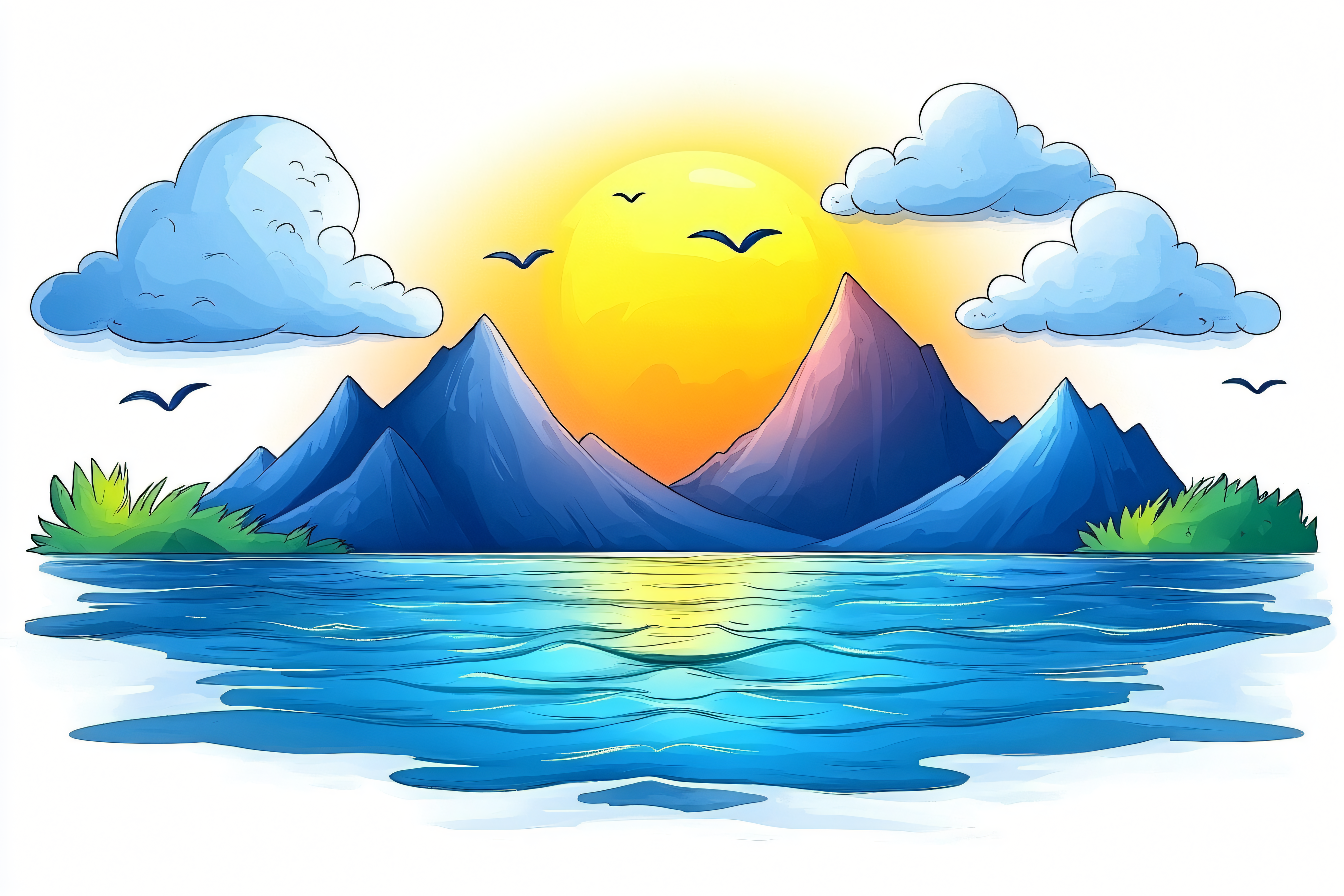 Serene Mountain Lake Sunrise
