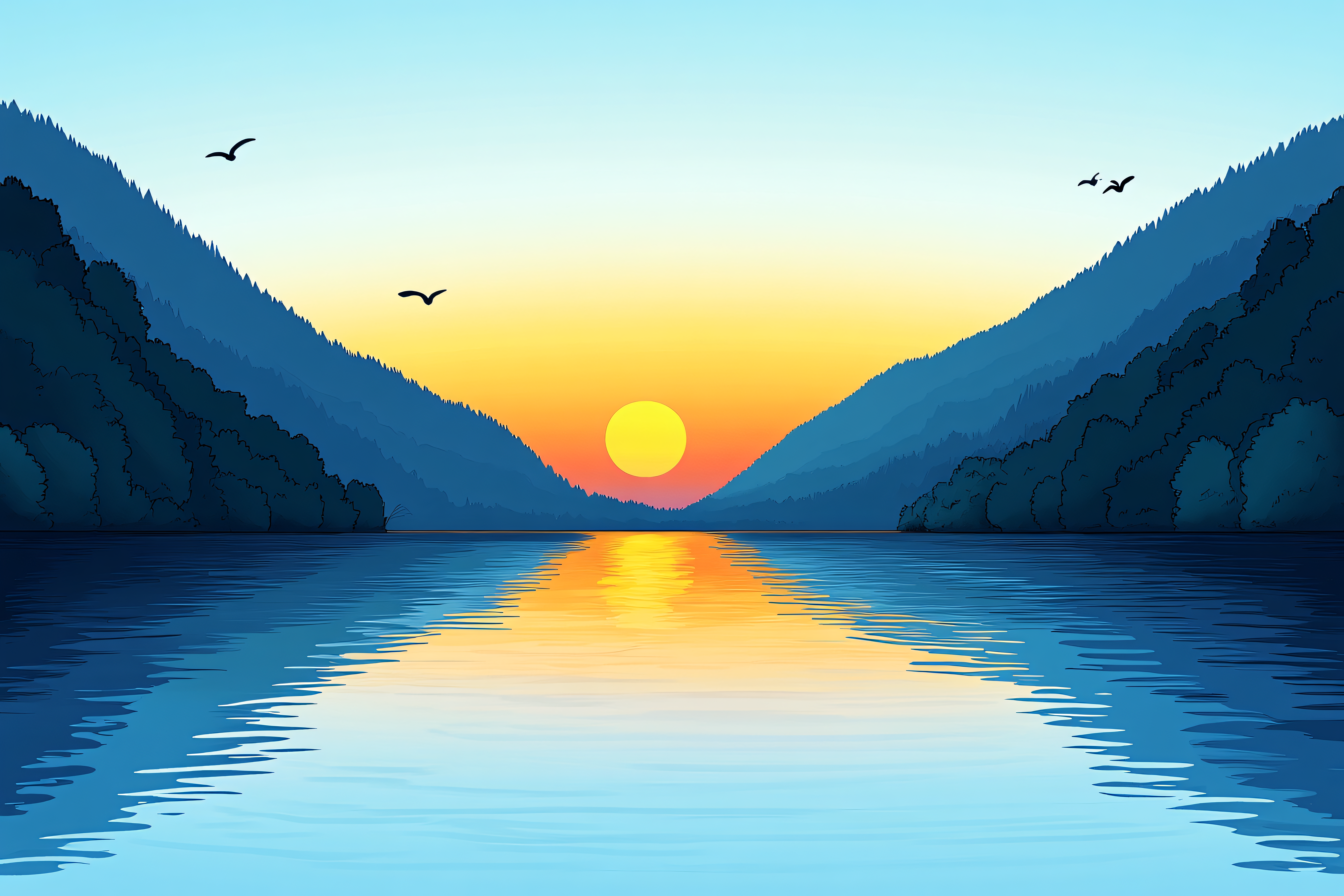 Serene Mountain Lake Sunset