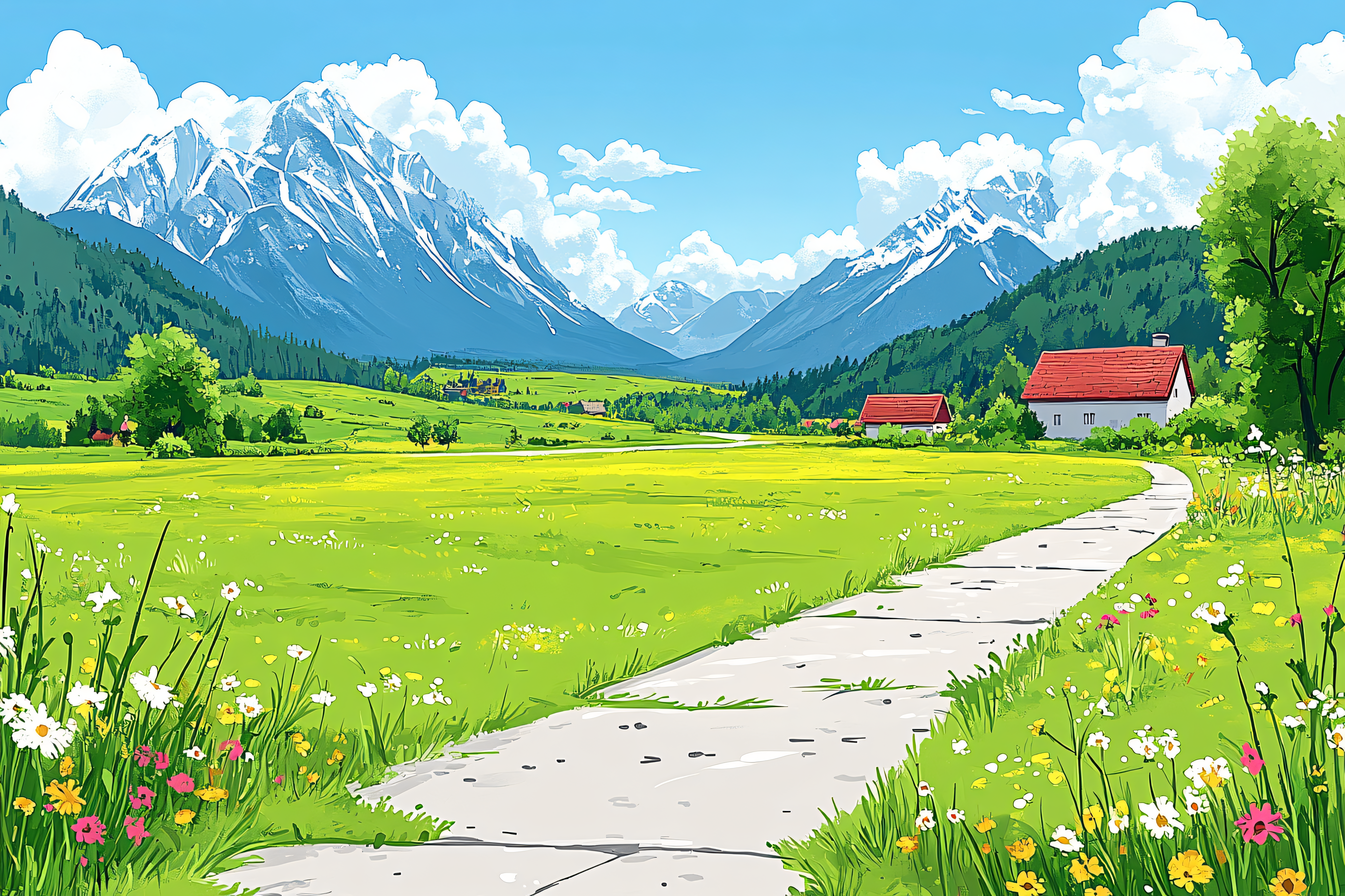 Serene Mountain Meadow Path
